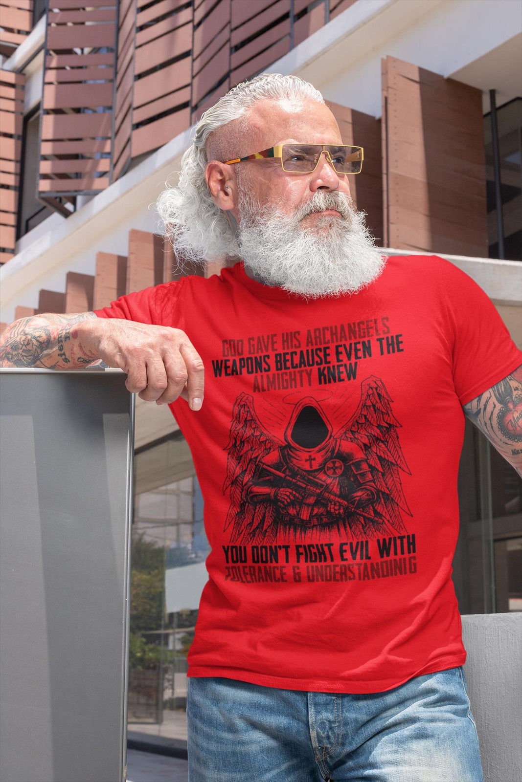 Archangel Warrior T-Shirt • Christian Graphic Tee • 2nd Amendment Gun Rights