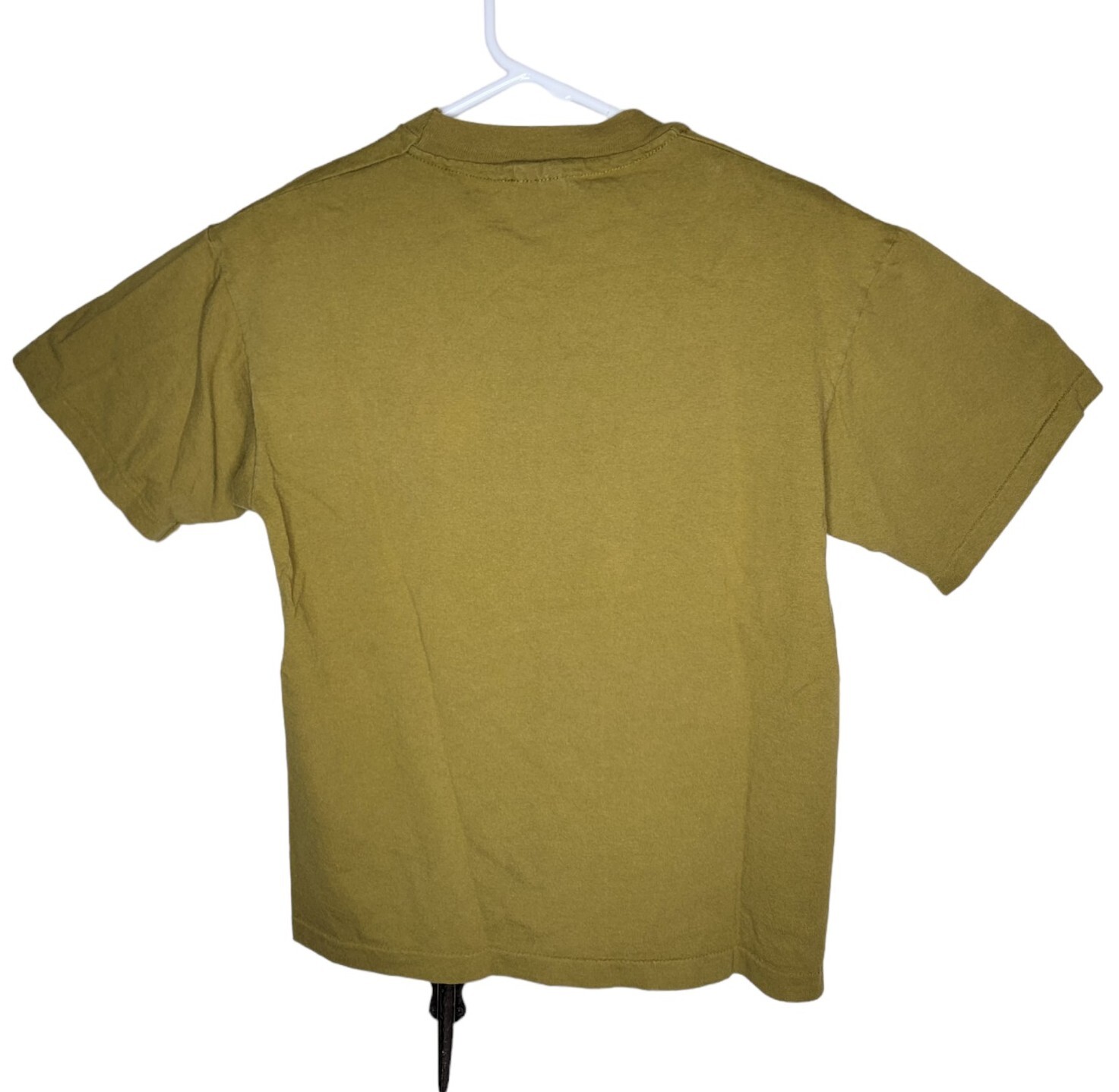 Vintage Single Stitch Embroidered Rainbow Twirl T-Shirt Size M USA Made Olive
