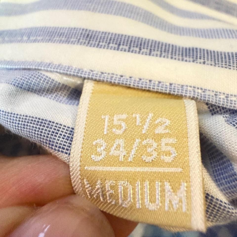 Michael Kors Mens Blue Gingham Check Button Down Dress Shirt Medium 15.5 34/35