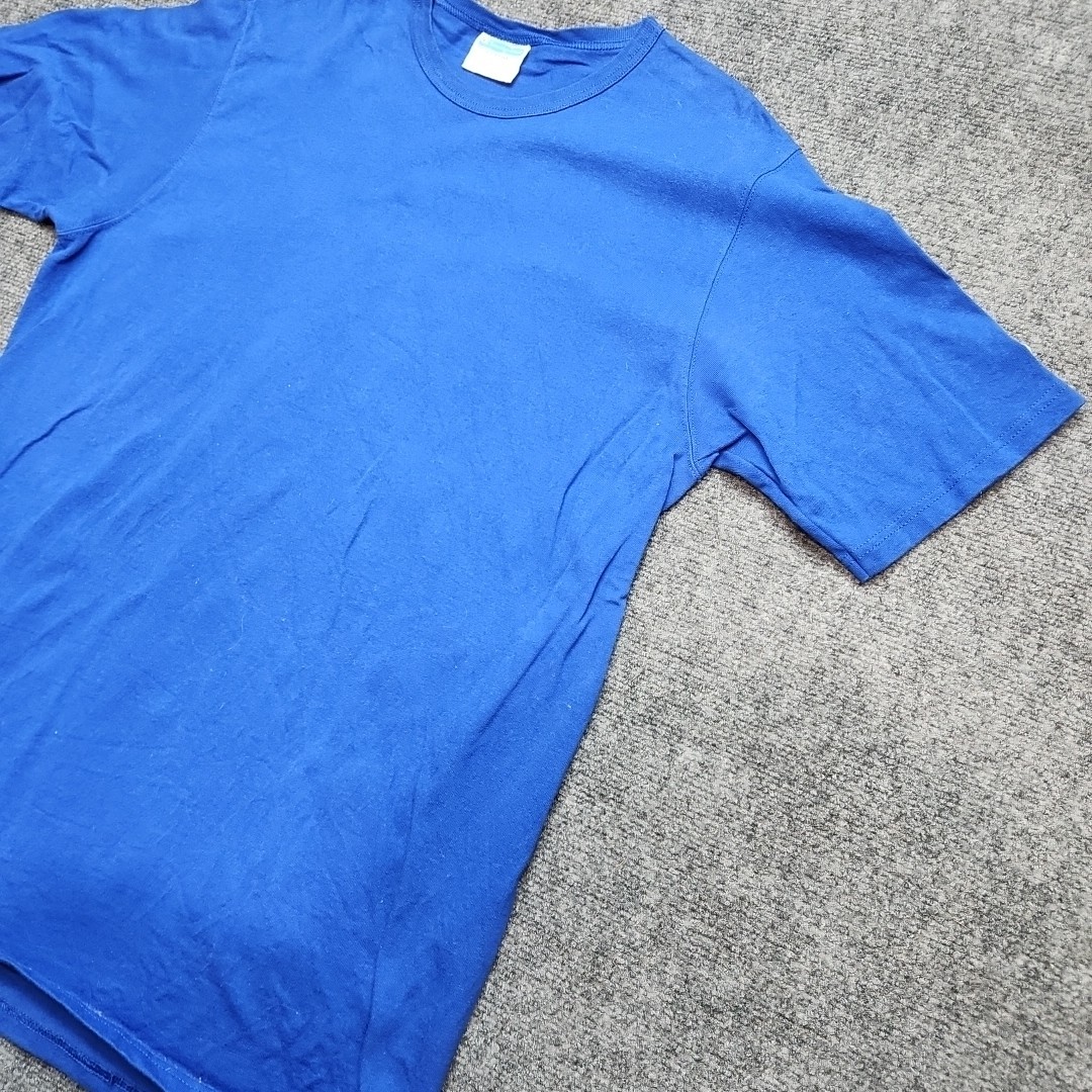 Vintage Champion Athletic Blank T-Shirt Men XL Sportswear Plain Blue Late 90s