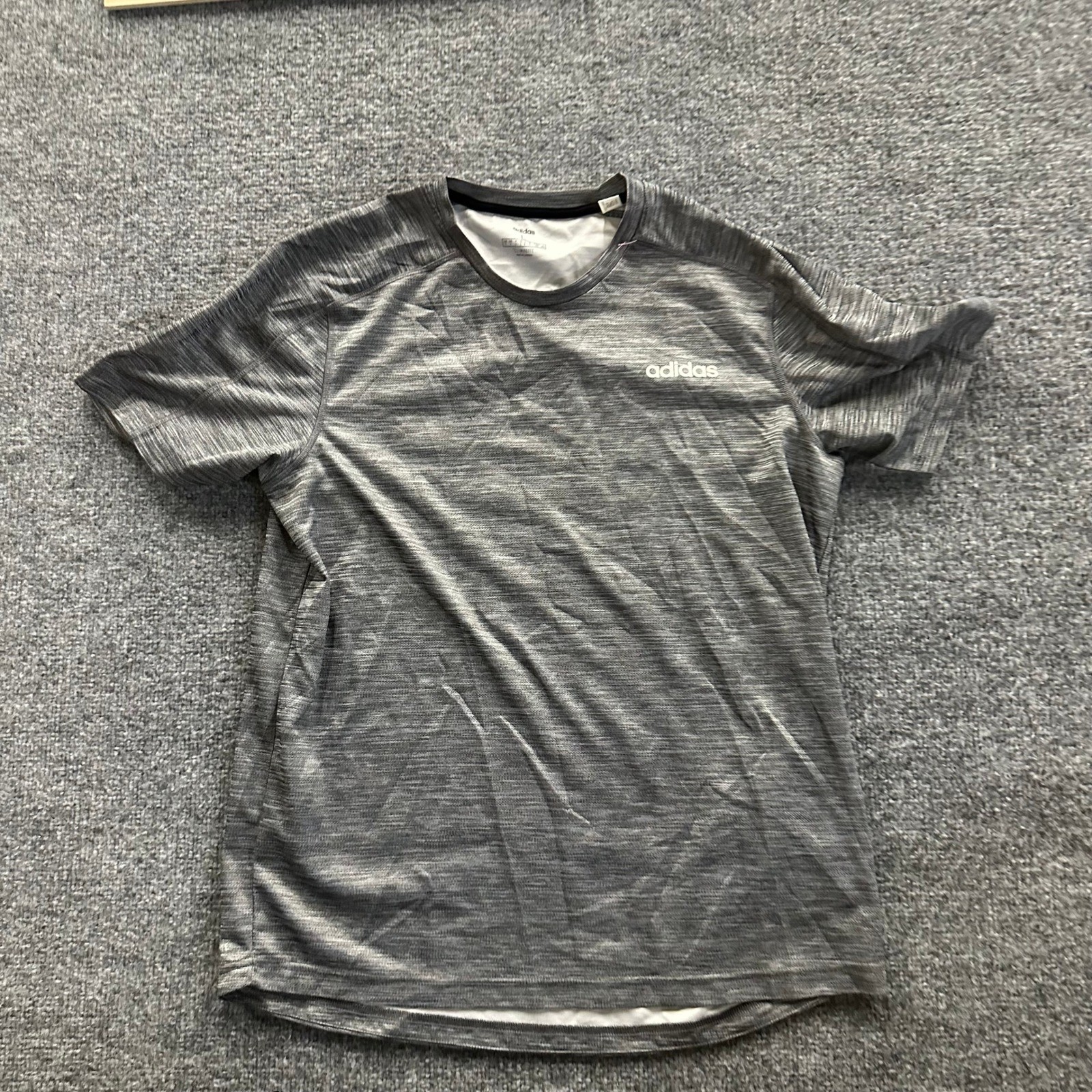Adidas Shirt Mens Size L Gray Climalite Space Dye Athletic Gym Short Sleeve Tee