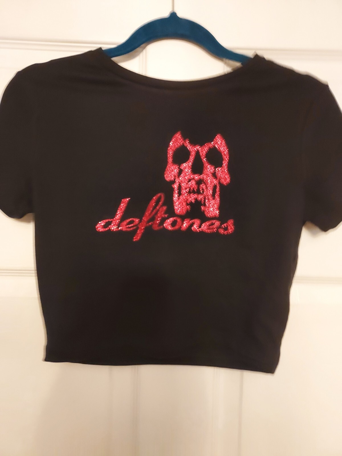 Deftones crop top red glitter deftones baby tee deftones shirt sizes xs to xl