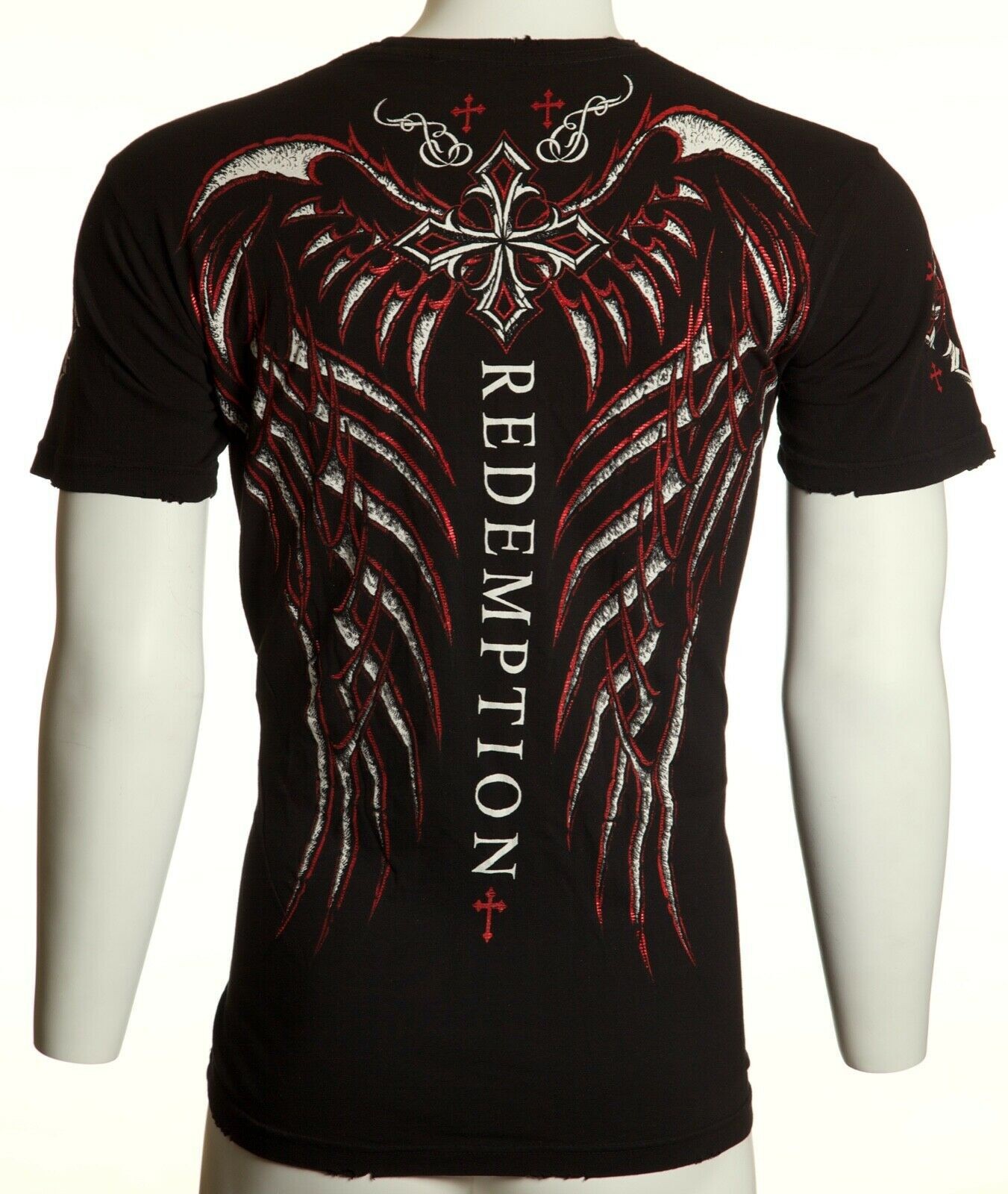ARCHAIC by AFFLICTION Mens T-shirt Spine Wings Black Regular Fit S-2XL
