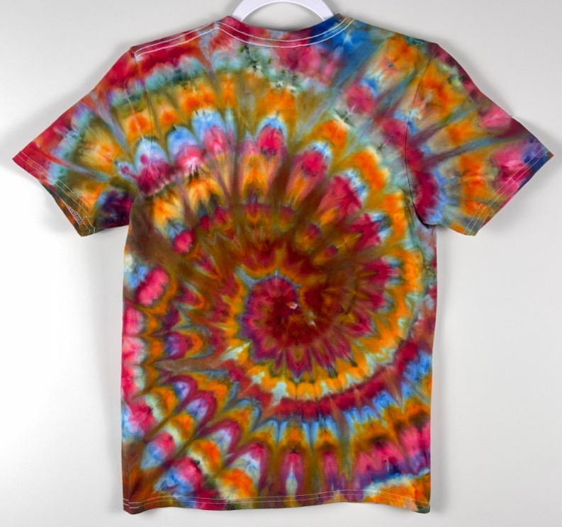 Handmade Spiral Ice Dye Tie Dye T-Shirt, Short Sleeve Spiral Tee, Adult Small