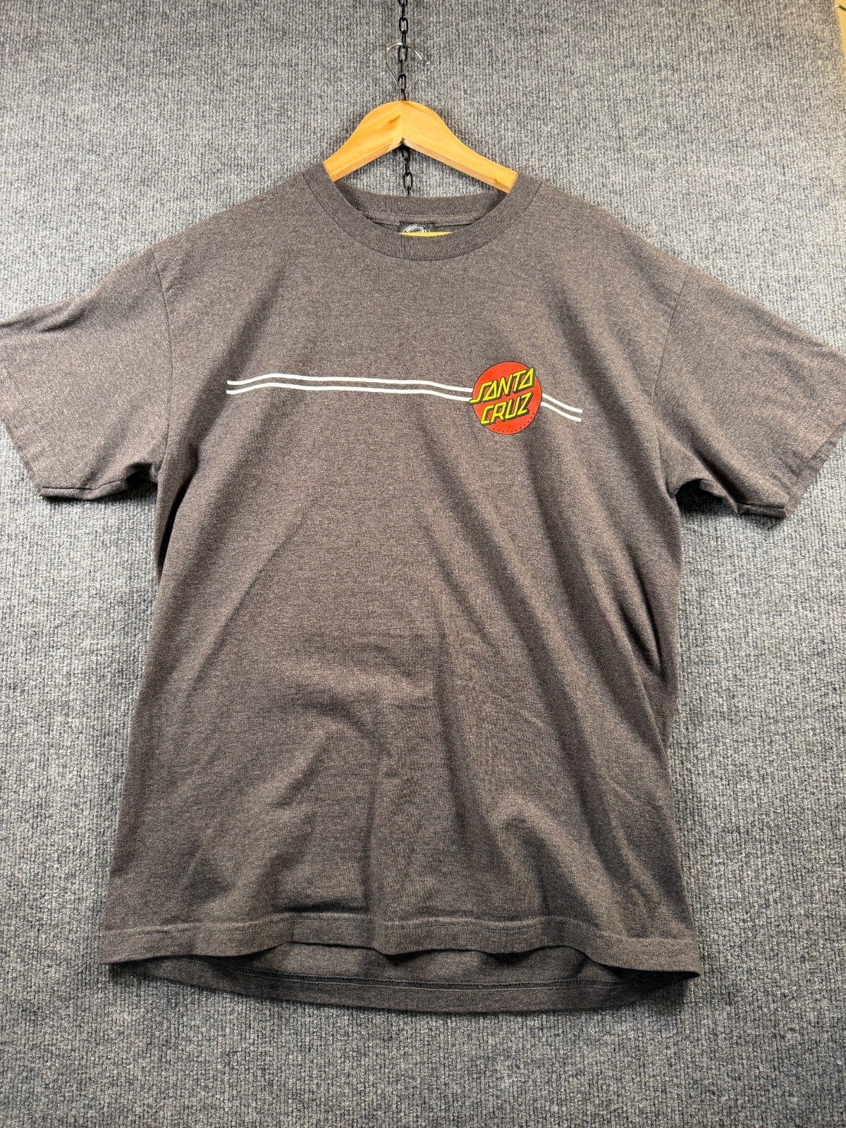 Santa Cruz Skateboards Mens Short Sleeve Shirt Dark Gray Large Surf Skate Logo
