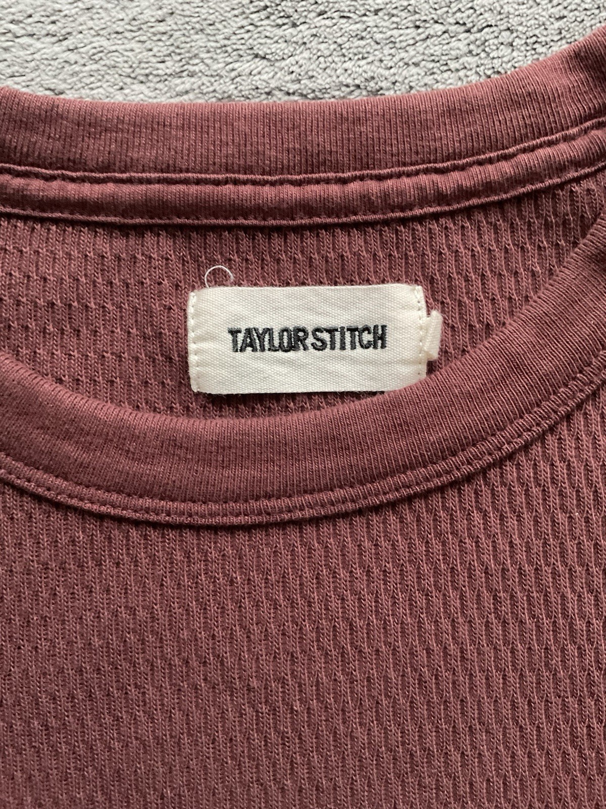 Taylor Stitch Thermal Waffle Crew Shirt Men’s 40(M) Long Sleeve Cotton Burgundy
