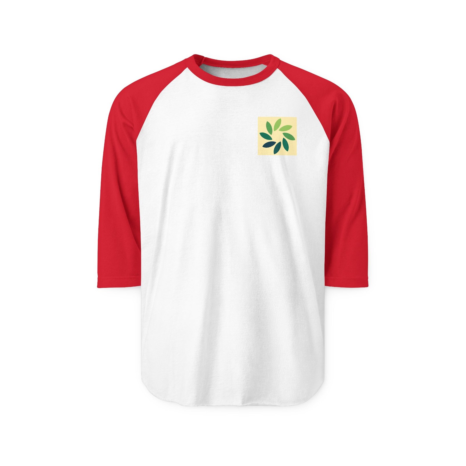 Green Leaf Mandala Raglan Shirt | Botanical Floral Design