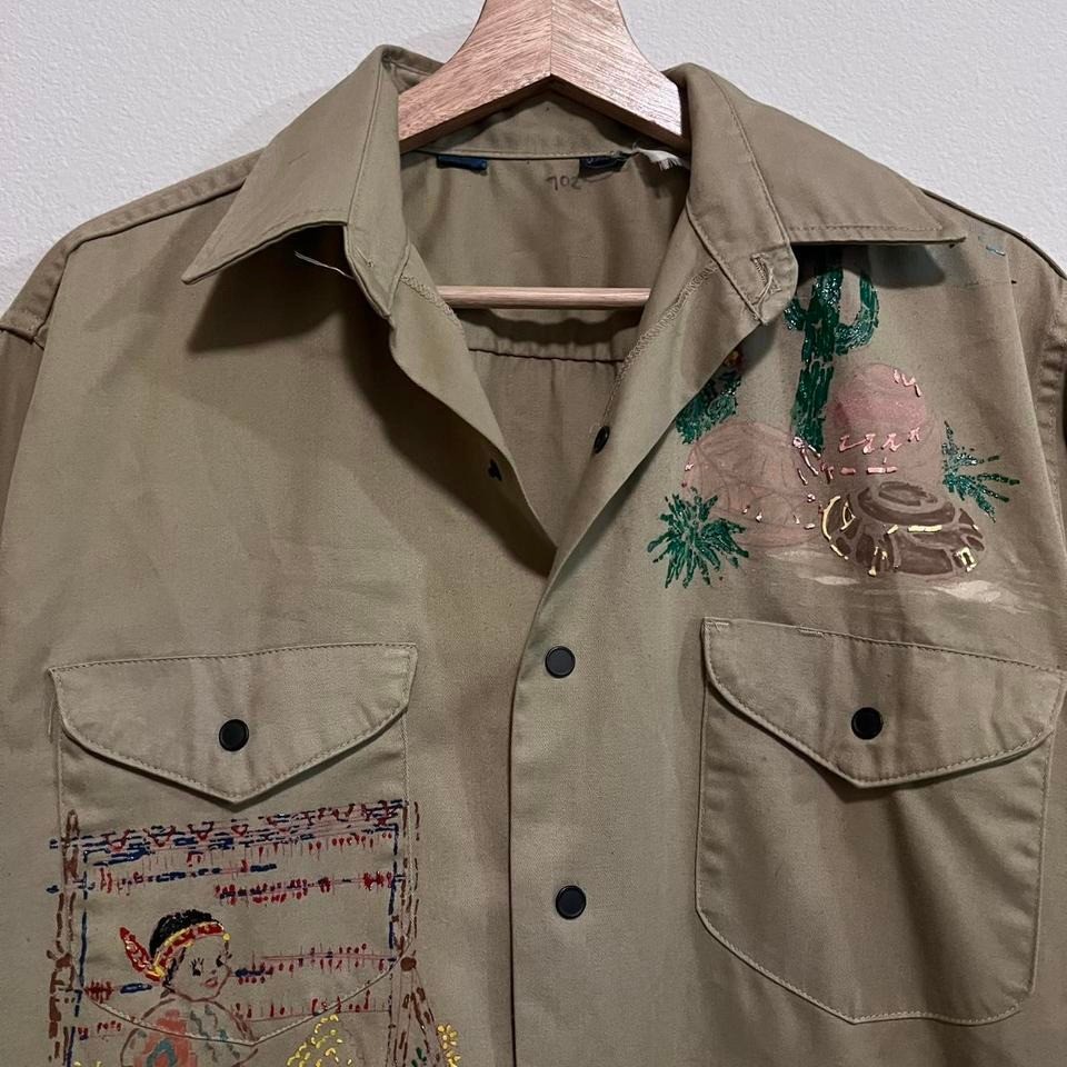Vintage Western Hand Painted Button Up Shirt 70s True Vintage Native Size Large