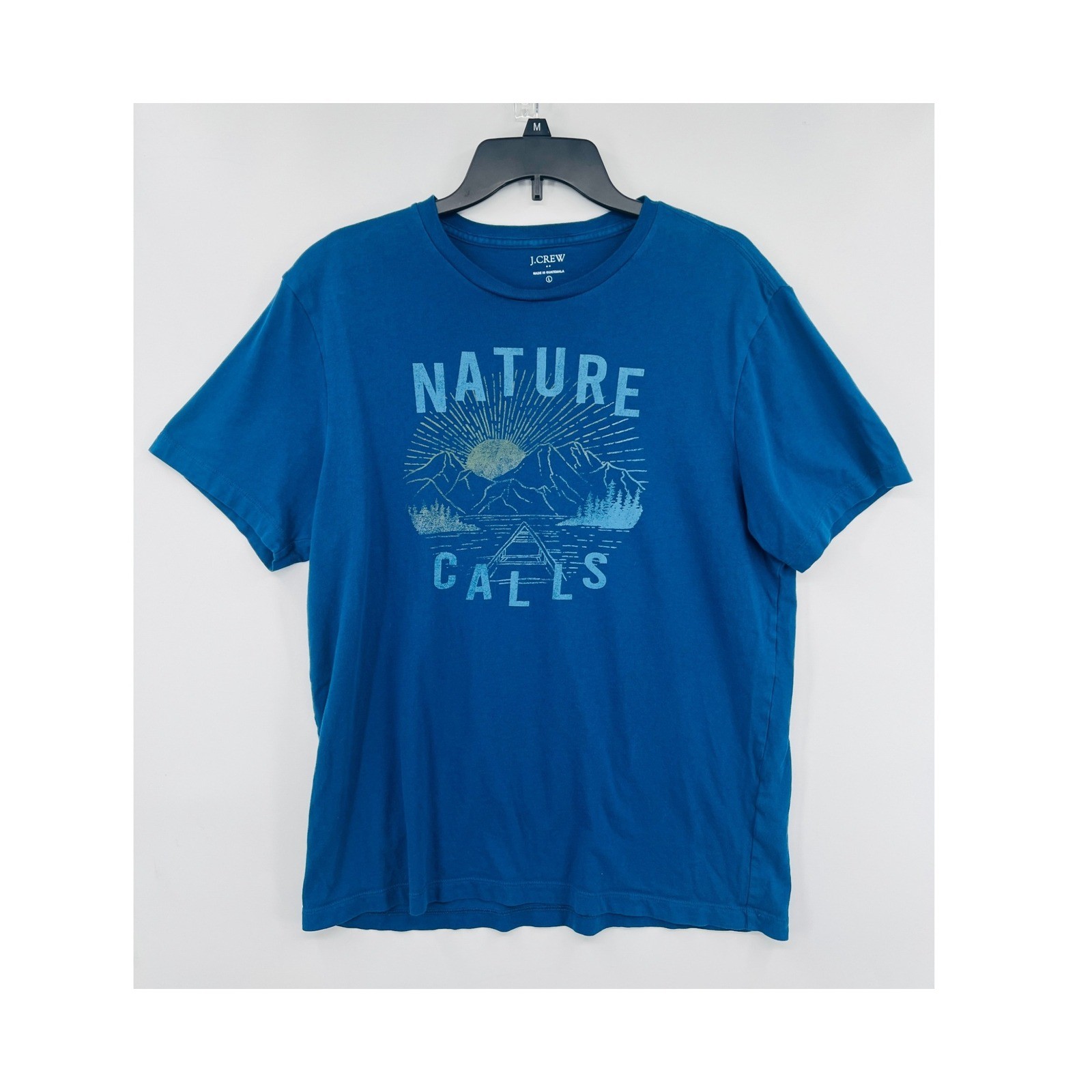 J.Crew Graphic Tee Mens L Blue Nature Calls Mountain Outdoorsy Nature