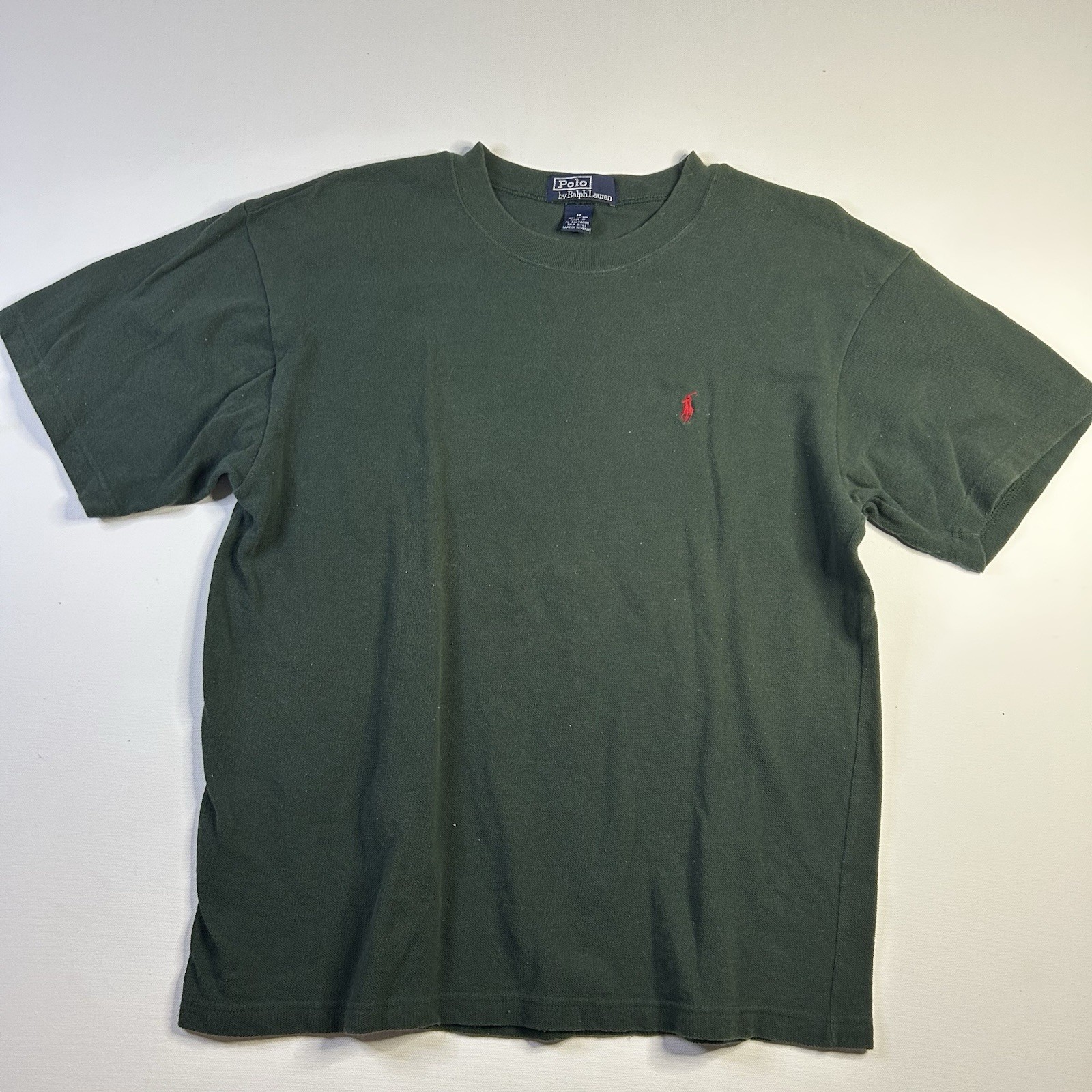 Polo Ralph Lauren Blue Label Thick Knit Cotton Shirt Mens Medium Green Crew Neck