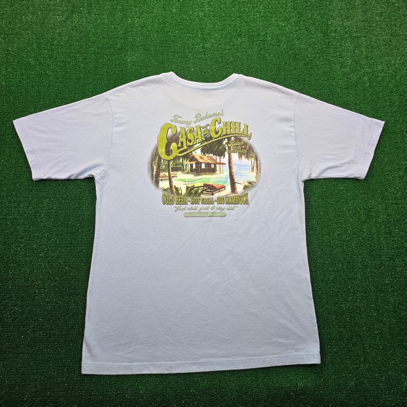 Tommy Bahama Relax Tshirt Mens Medium Light Blue Casa De Chill Beach Casual
