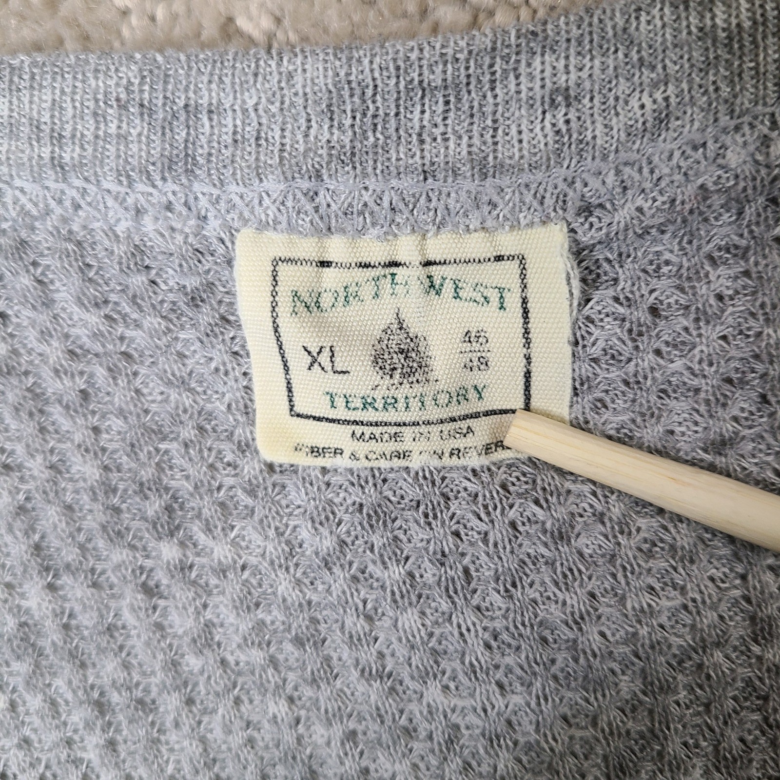 North West Territory Shirt Mens XL Gray Waffle Knit Thermal Long Sleeve USA