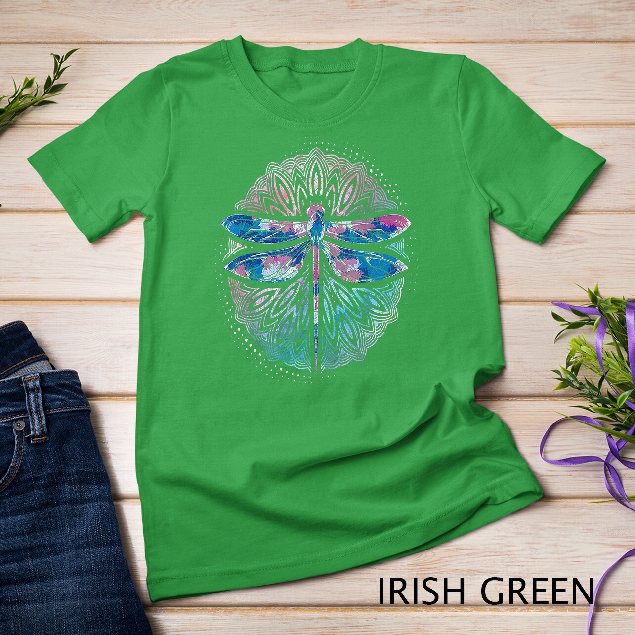 Dragonfly Yoga Meditation Prana Sacred Geometry Mandala T-Shirt Unisex T-shirt