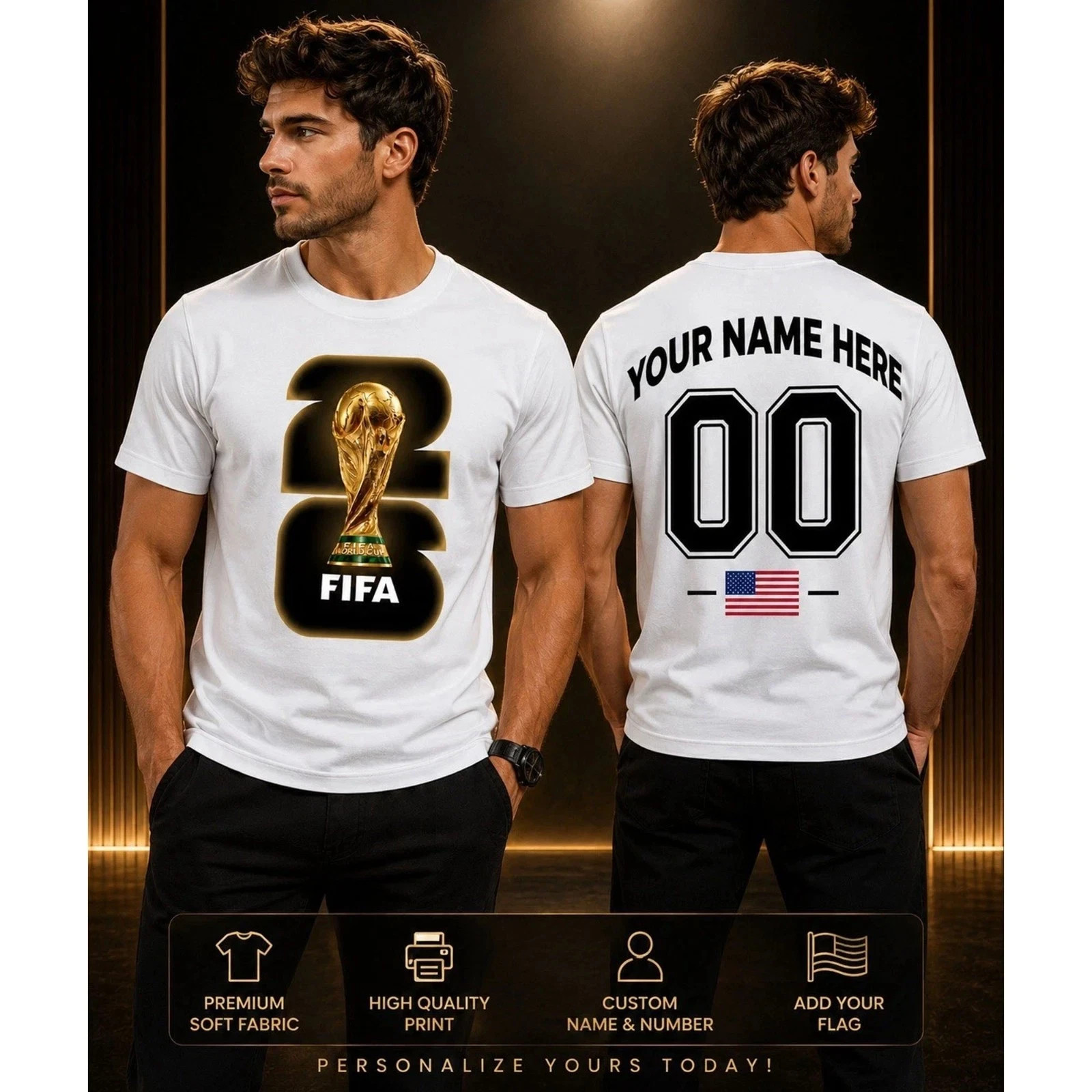 FIFA World Cup 2026 T-Shirt, Personalized Soccer Fan Shirt 26, Custom All Size