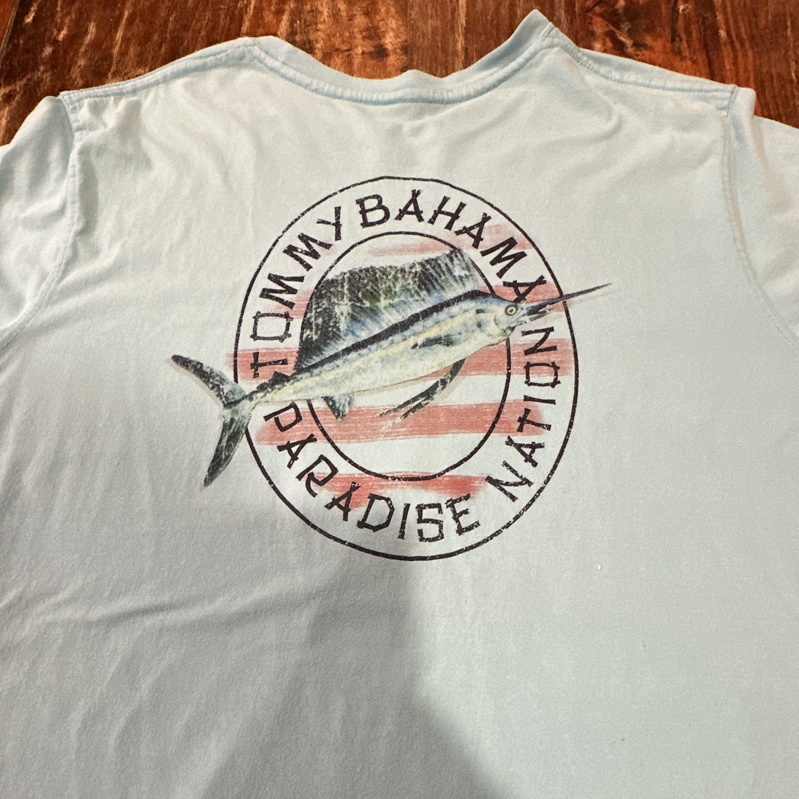 Tommy Bahama Relax 2XL Men’s Blue Double-Sided Fish Graphic Crewneck T-Shirt