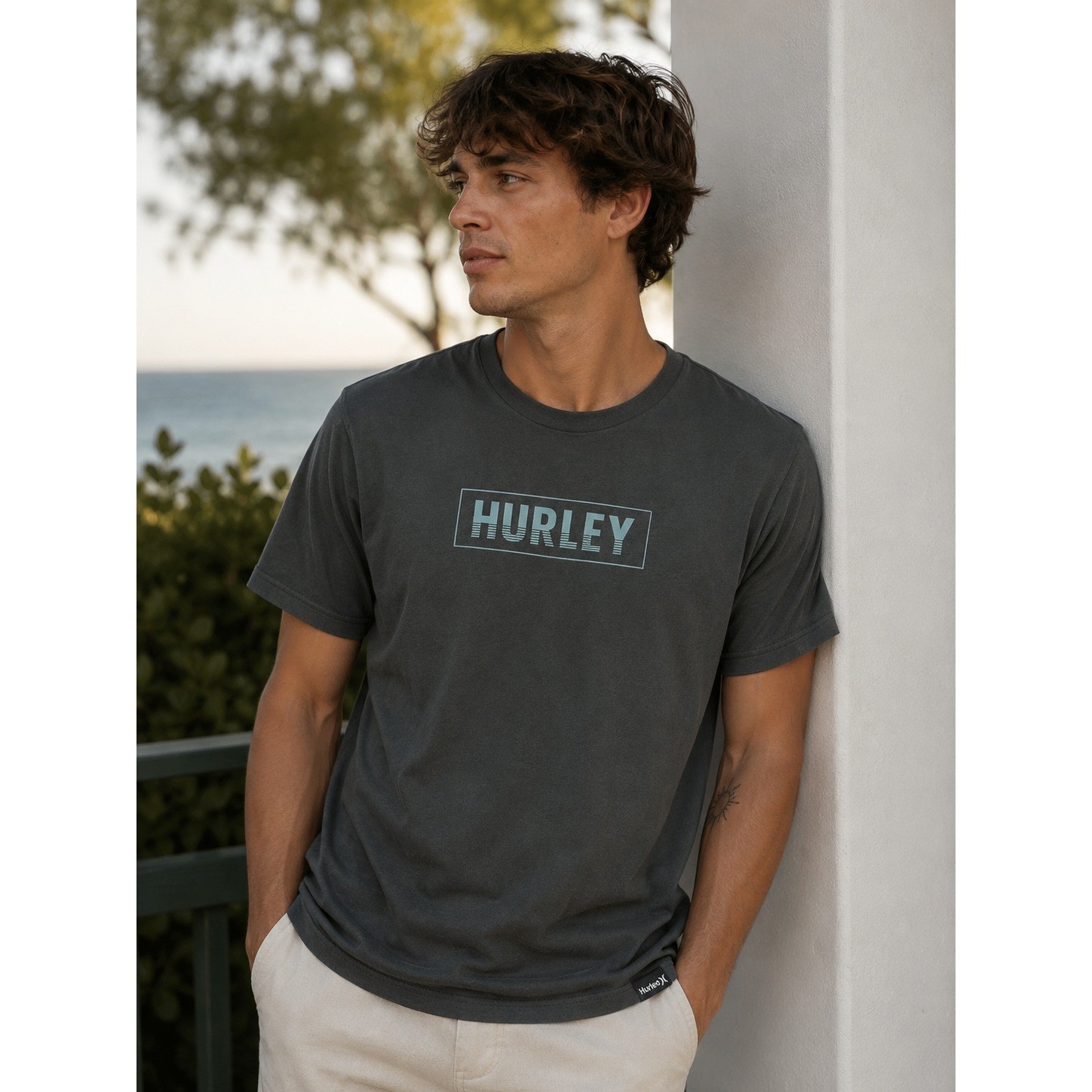 NWT Hurley Mens Everyday Tee Small Black Short Sleeve Cotton Casual Streetwear