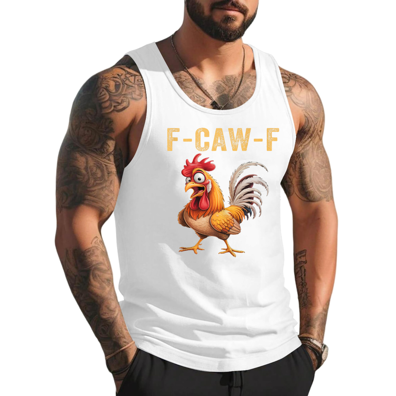 F Caw F Rooster, F-Caw-F Funny Chicken Tank Top