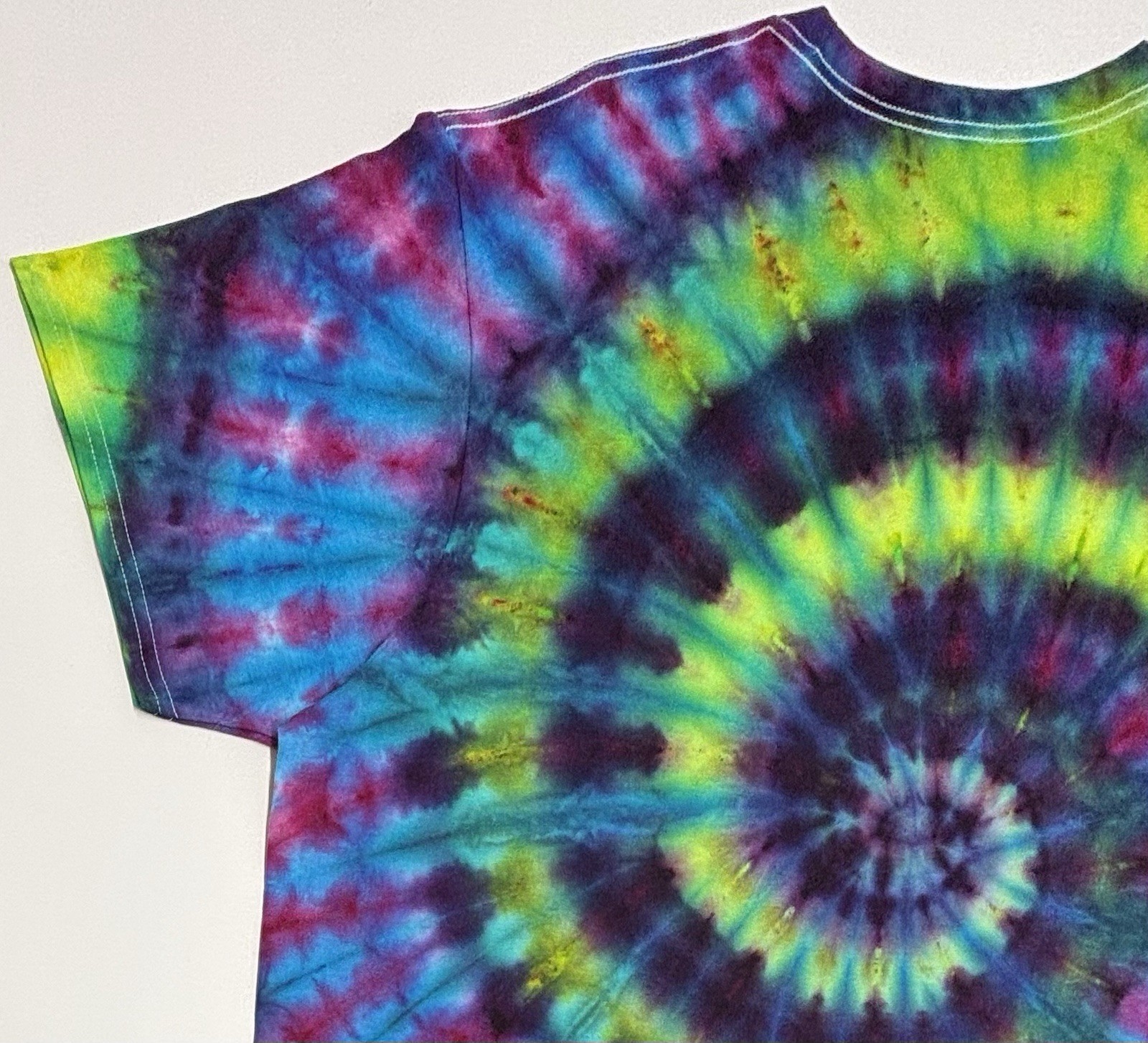 Handmade Tie Dye Adult T-Shirt XXL Multicolor Spiral Long Length George Tee NEW