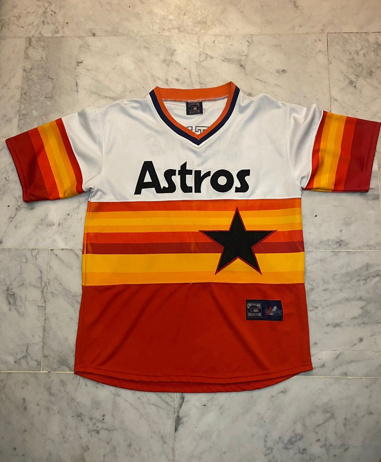 Vintage 90s Houston Astros Majestic Cooperstown Collection Rainbow Jersey L