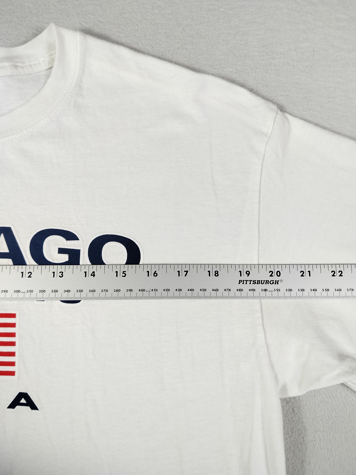 Gildan Chicago Shirt Mens Large White Illinois USA Flag Graphic Tee Patriotic