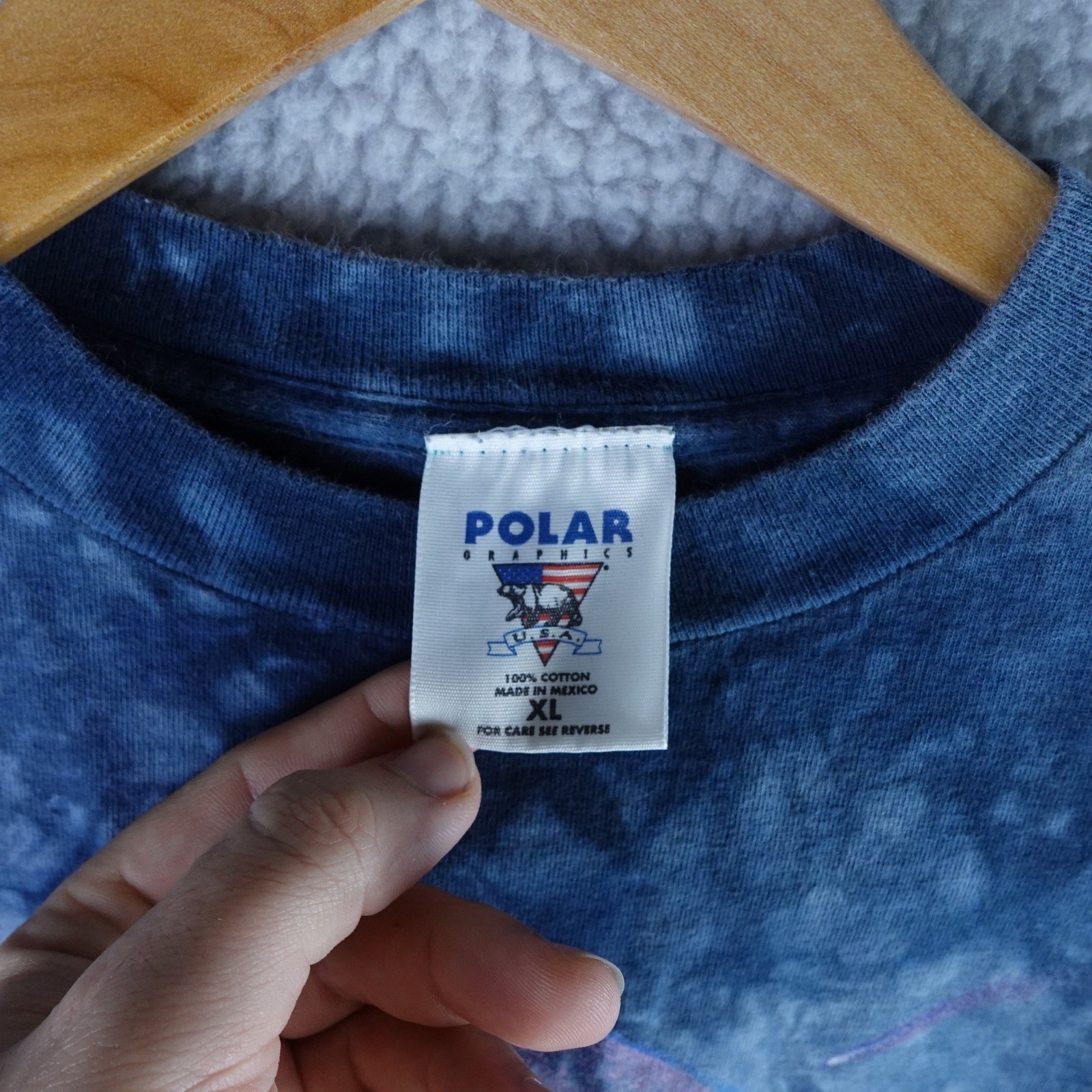 Polar Graphics Wolf Pack Moon Tie Dye T-Shirt Mens XL Blue Arizona Vintage Style