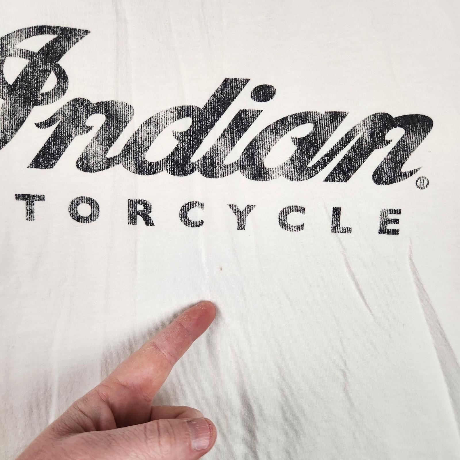 Indian Motorcycle Shirt Mens 2XL White Logo Graphic Pima Cotton Biker Tee Retro