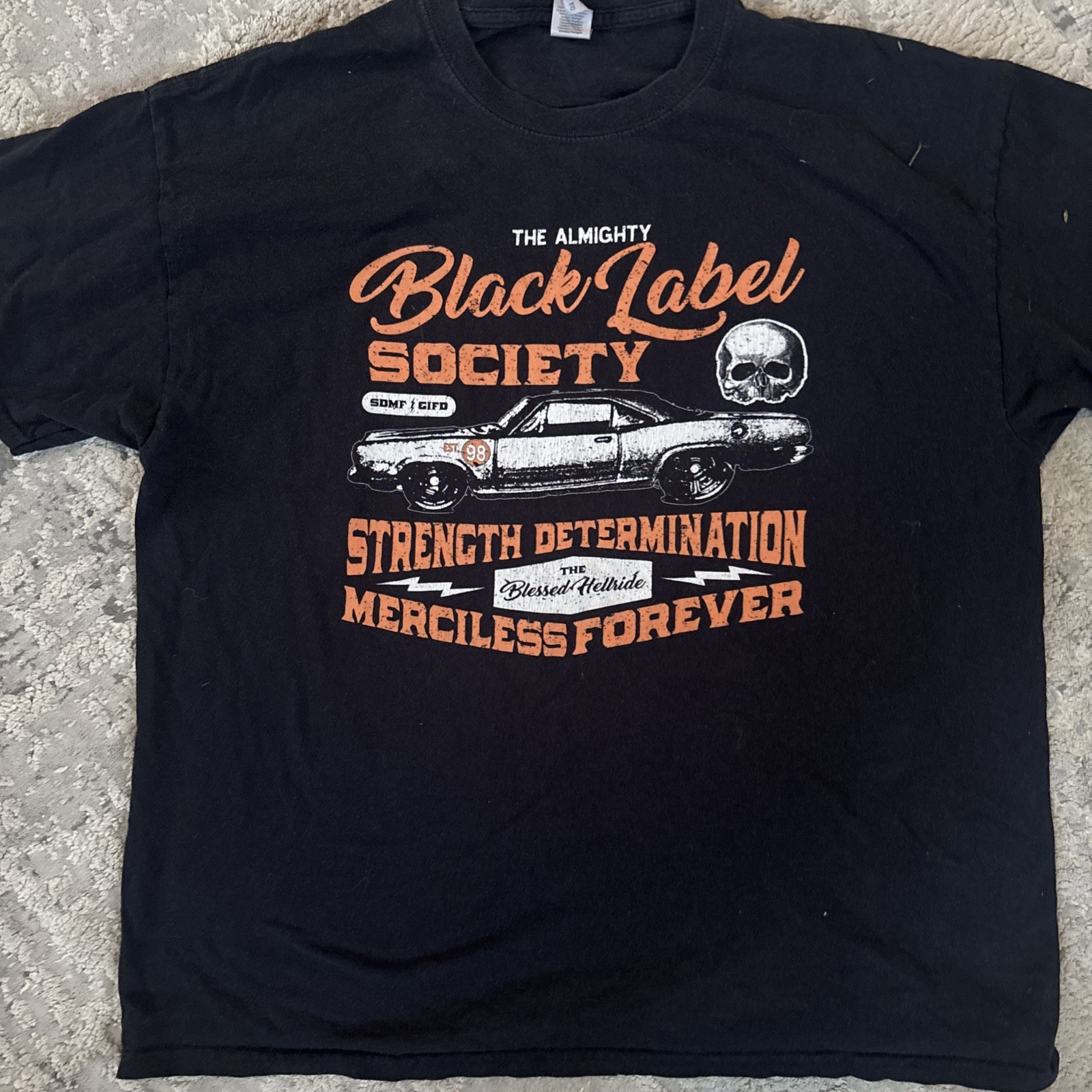 2000s Black Label Society SDMF Blessed Hell Ride Skull Hot Rod Shirt XL
