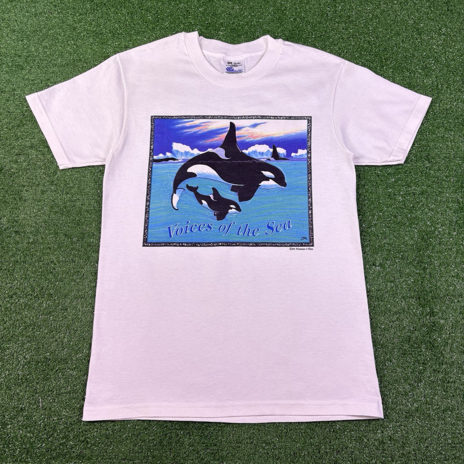 Vintage 1994 Voices of the Sea Wildlife Orca Killer Whale 90s Shirt Adult Small