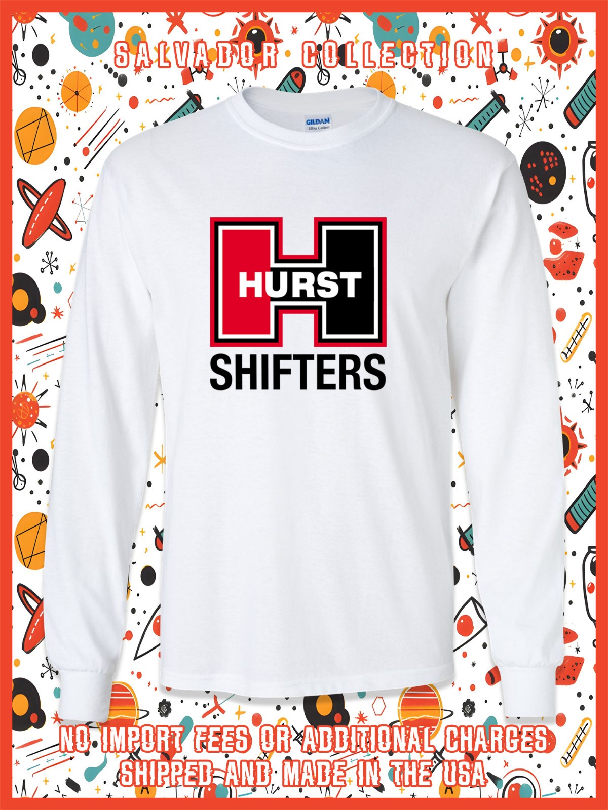 New HURST Shifters Racing Logo Men’s Long Slevee T-Shirt American T-Shirt