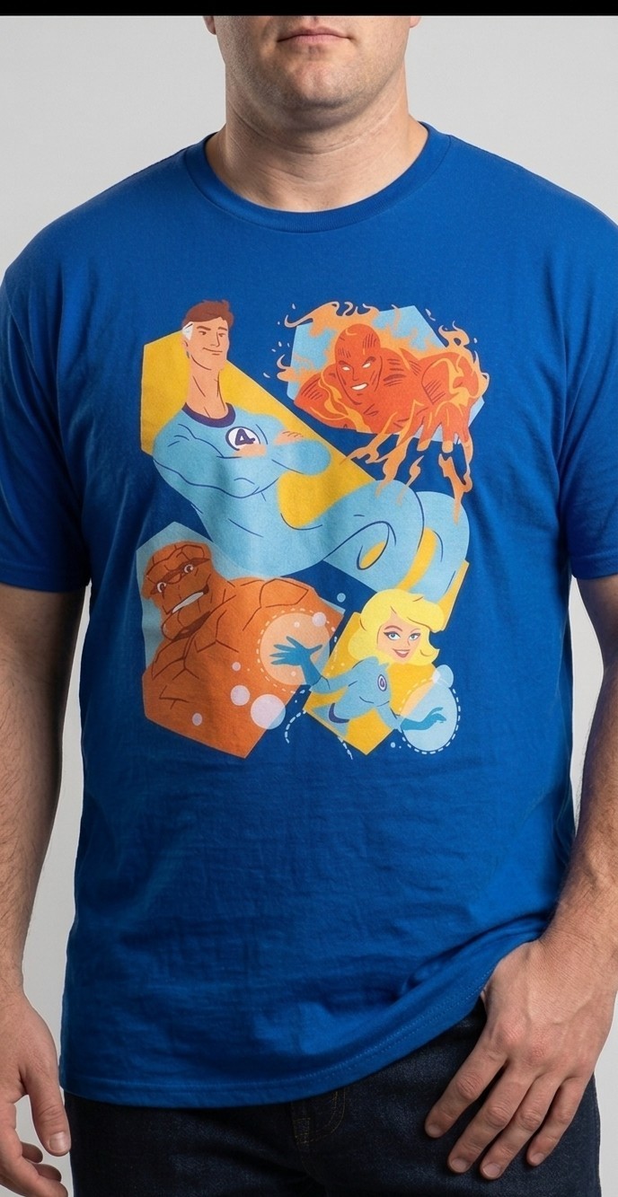 Fantastic Four Marvel Men’s size 3XL Graphic T-Shirt Blue Cotton Marvel