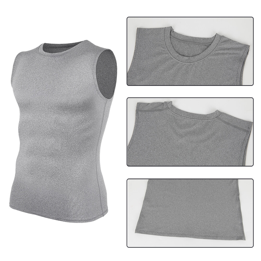 Mens Slimming Activewear Compression Vest T-Shirt QUICK DRY Tank Tops 2 Pack Top