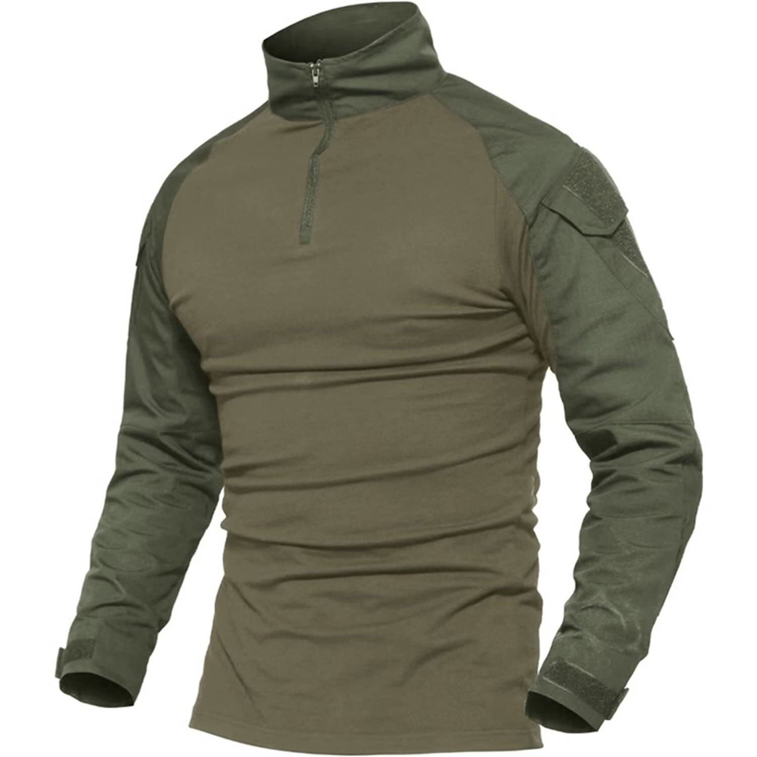 Men’s Tactical T-Shirts 1/4 Zip Hiking Training Casual Work Rip-Stop T-Shirts