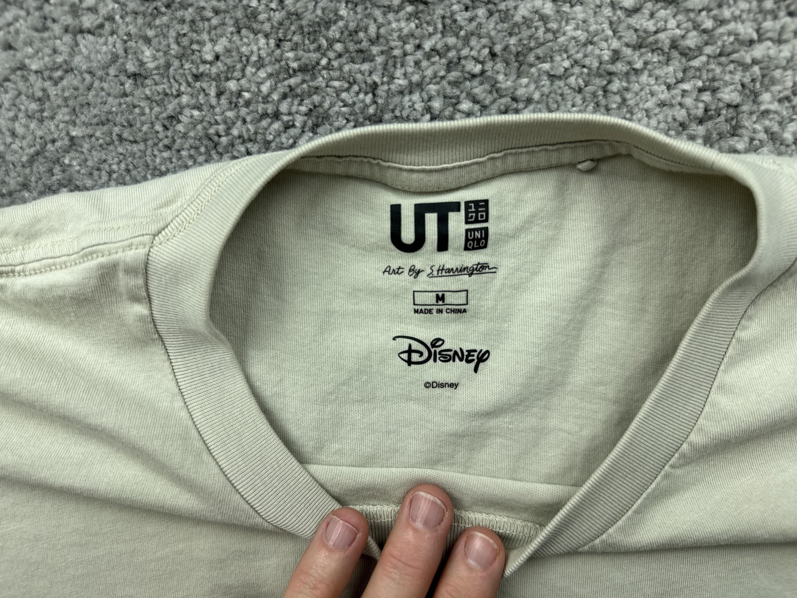 Uniqlo Shirt Mens Medium Green Mickey Mouse Steven Harrington Graphic