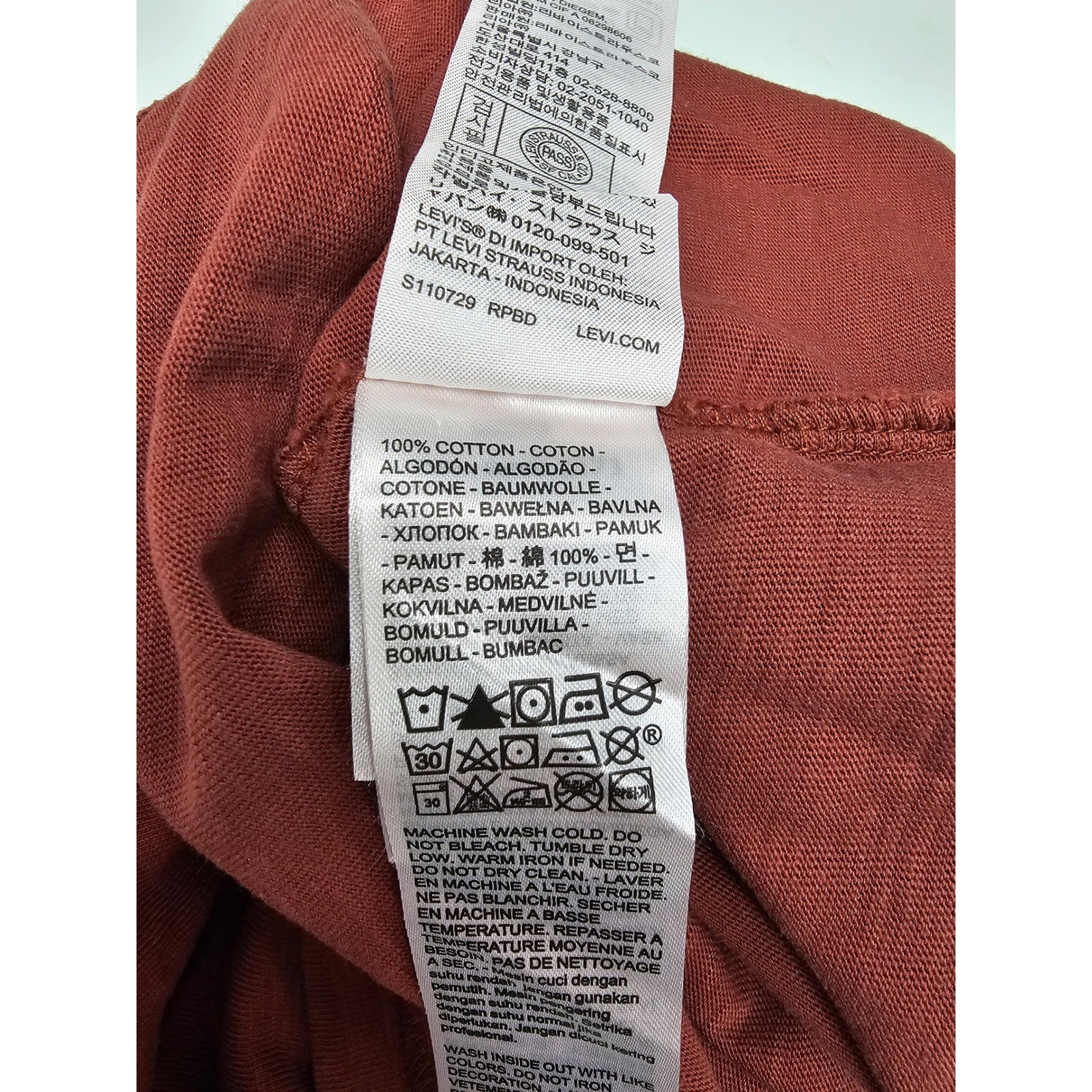 Levis Mens Relaxed Graphic T-Shirt Brick Red America’s Finest 501 S NEW