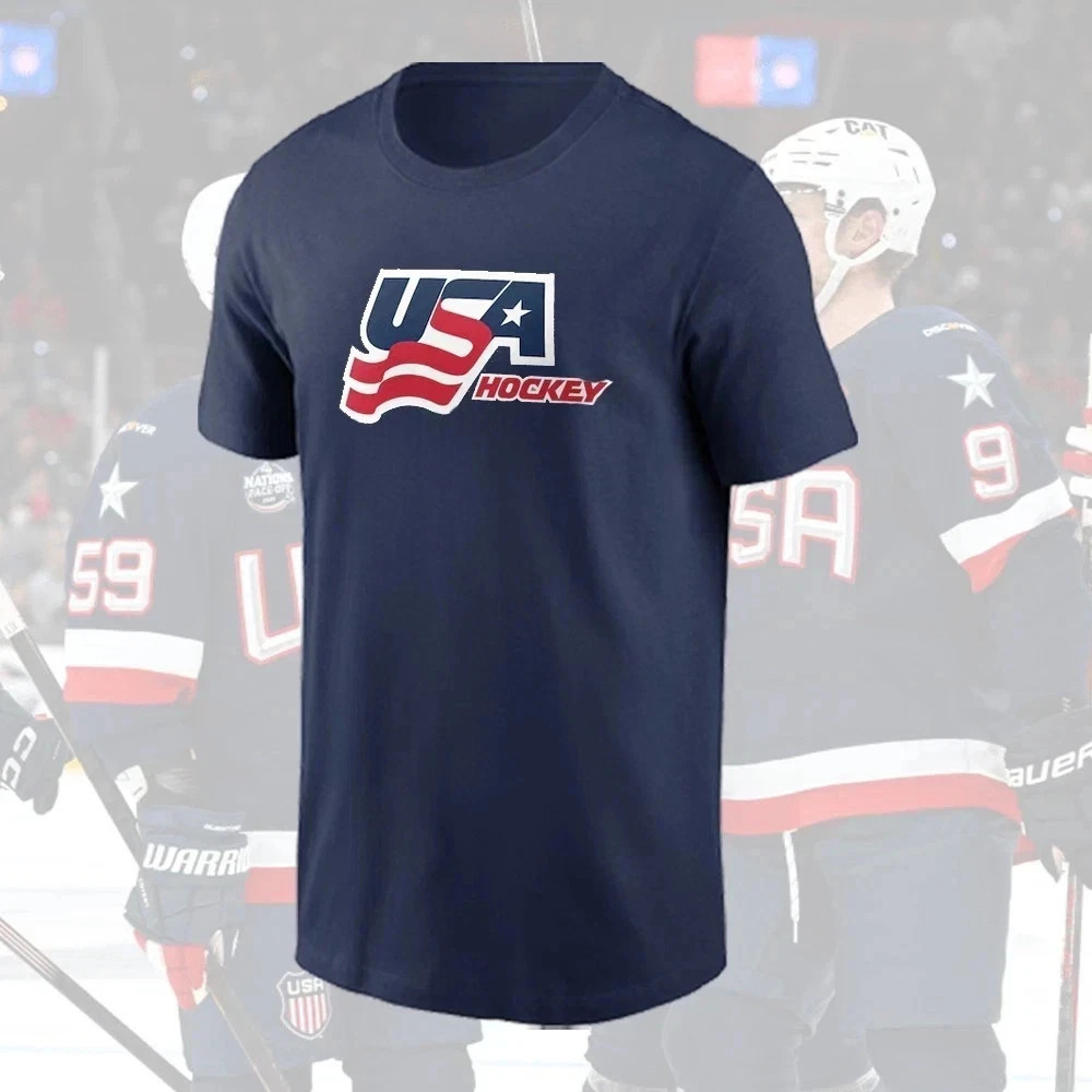 (Navy Blue) USA Hockey 2026 T-Shirt USA Size S – 4XL