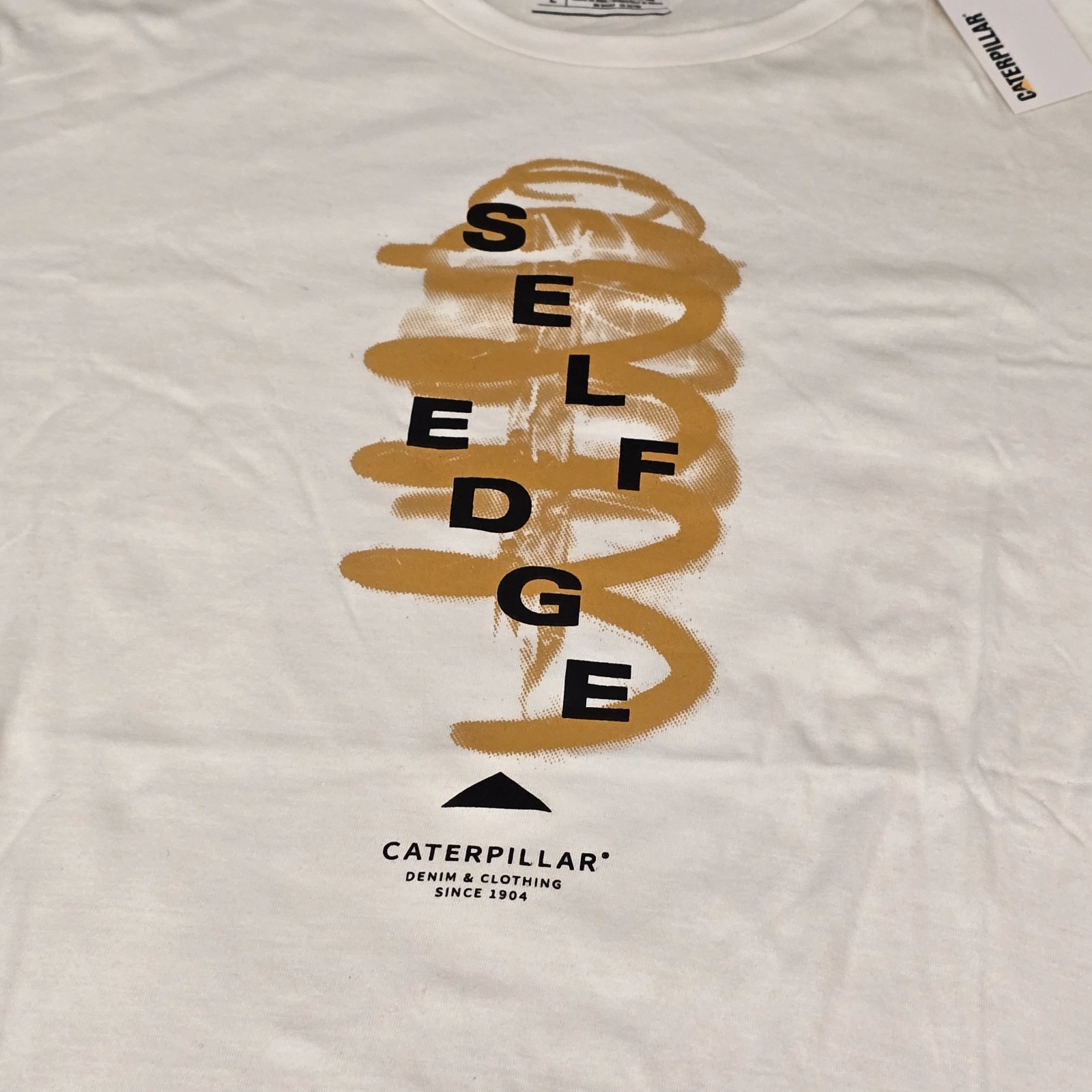 CAT Caterpillar Men’s Size L Large Workwear White Self Edge Logo New!