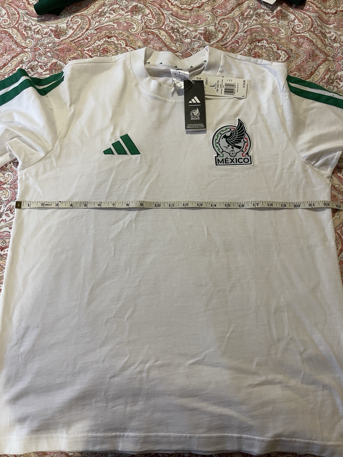 Adidas Large 2026 Mexico Soccer DNA Tee Shirt White Green JZ6471 NWT