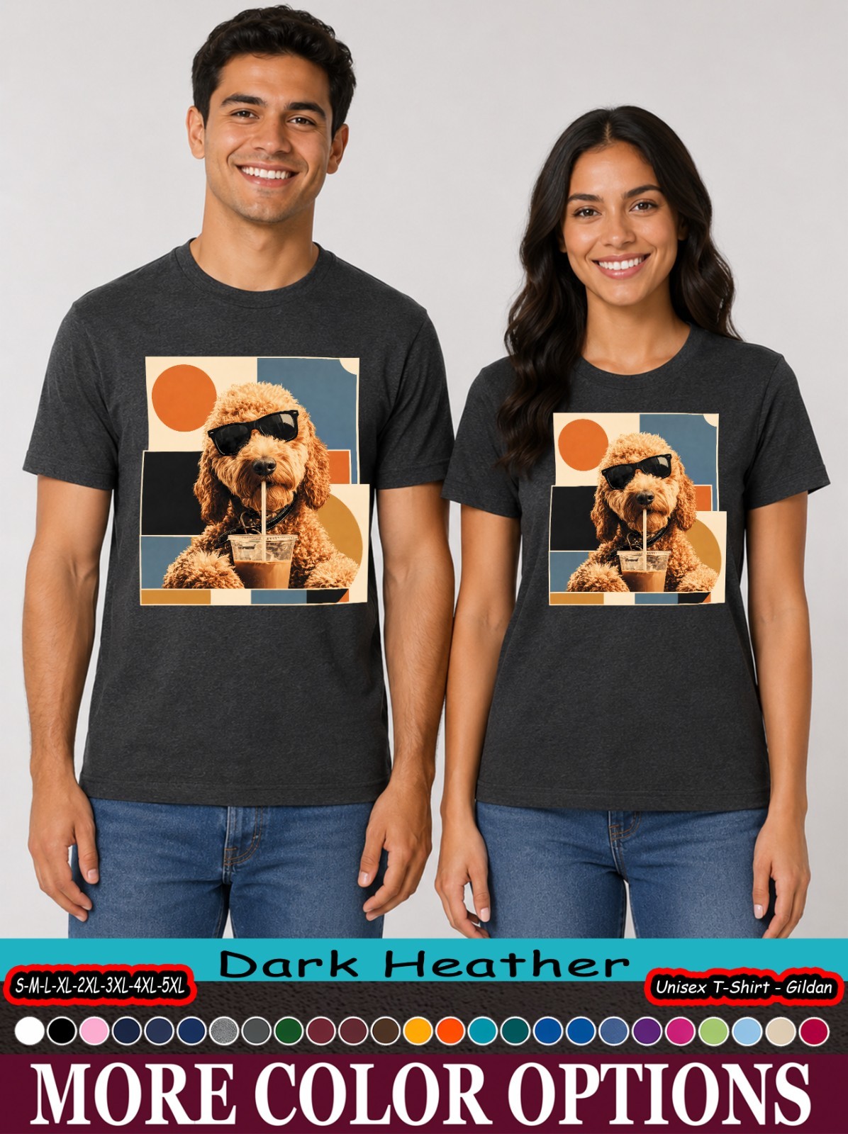 Goldendoodle Iced Coffee Shirt, Dog Sunglasses Pup Graphic Tee-tien