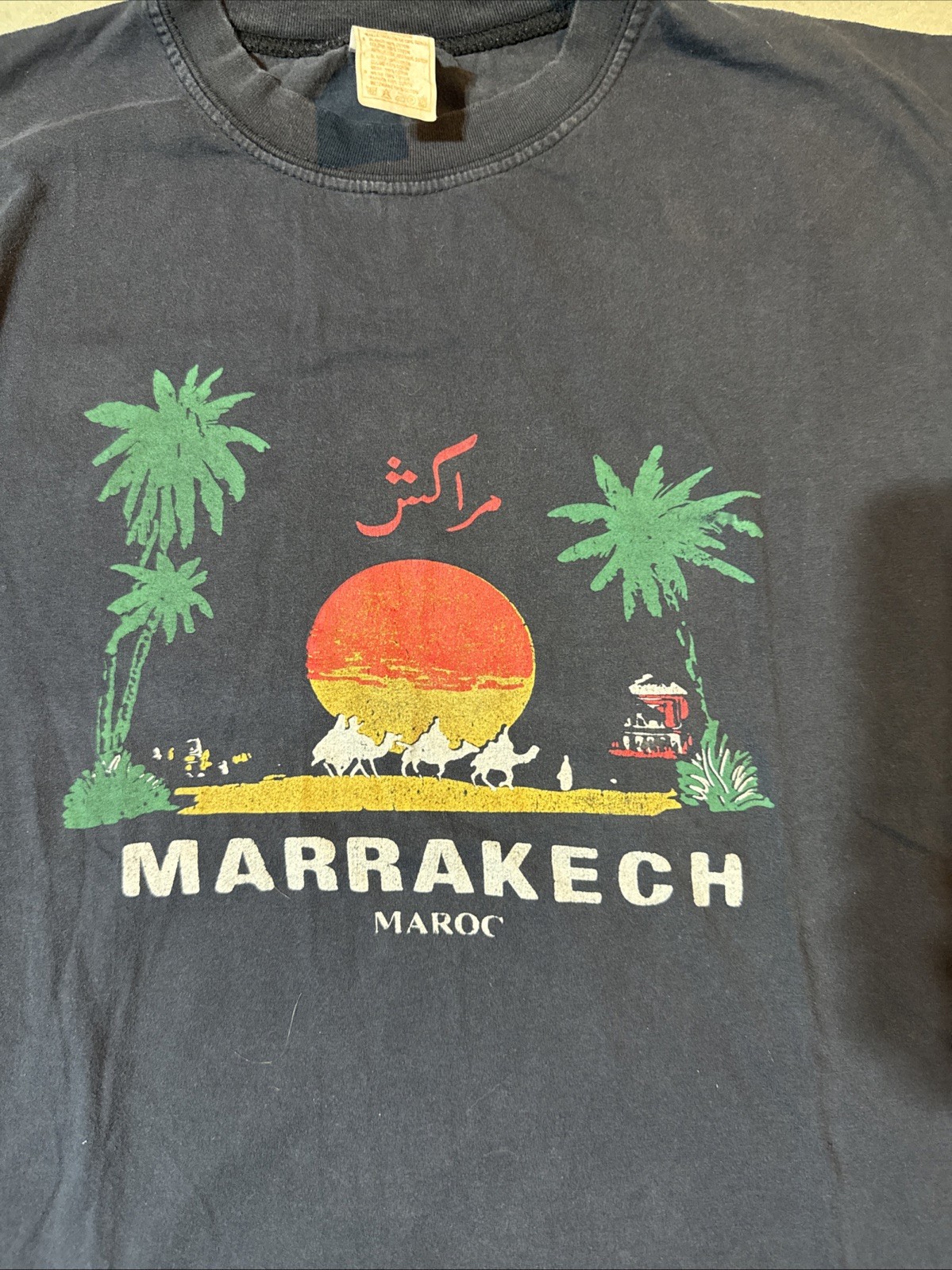 Vintage Maroc Marrakech Men’s Navy Tshirt Size M