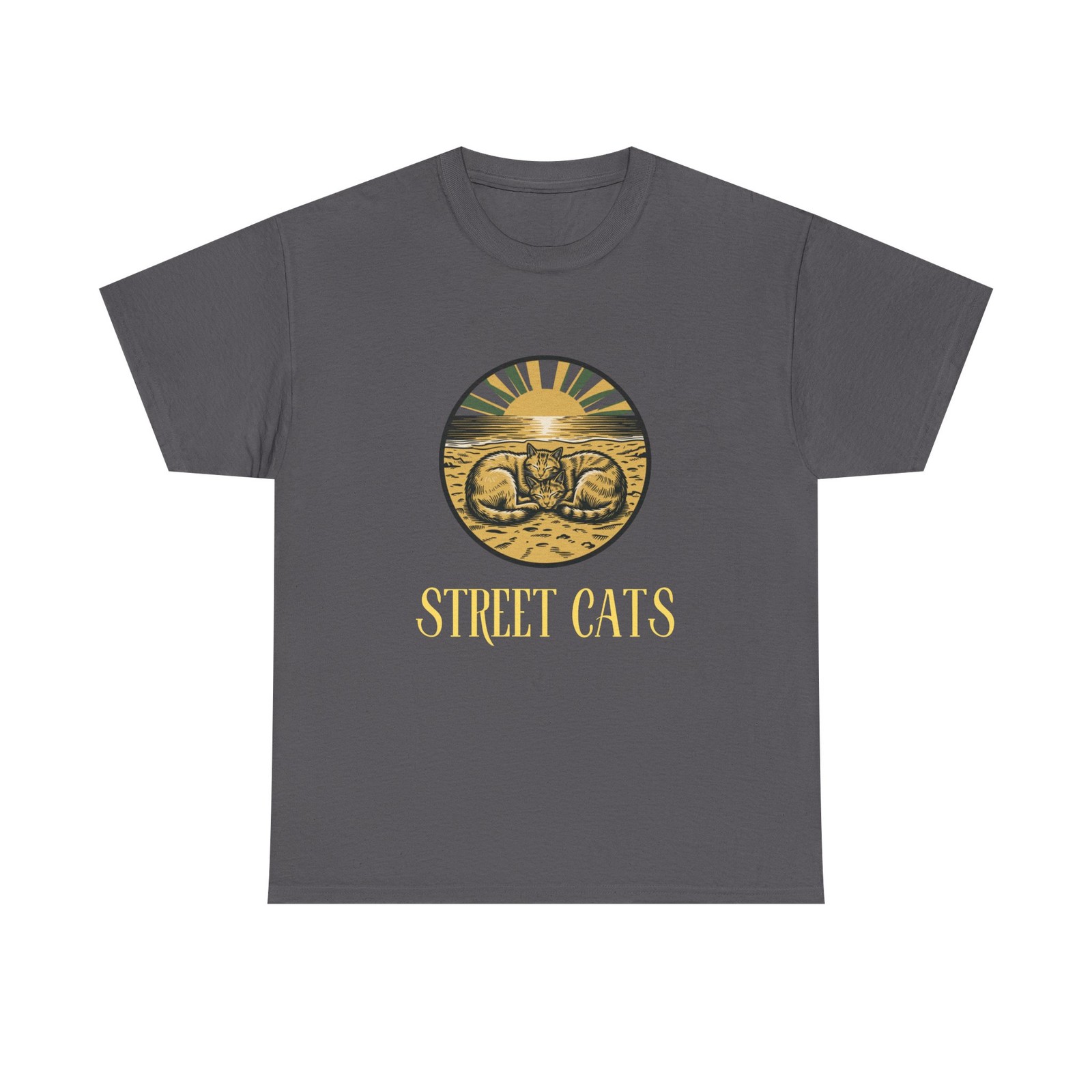 Street Cats graphic Tee | Vintage sun cat illustration