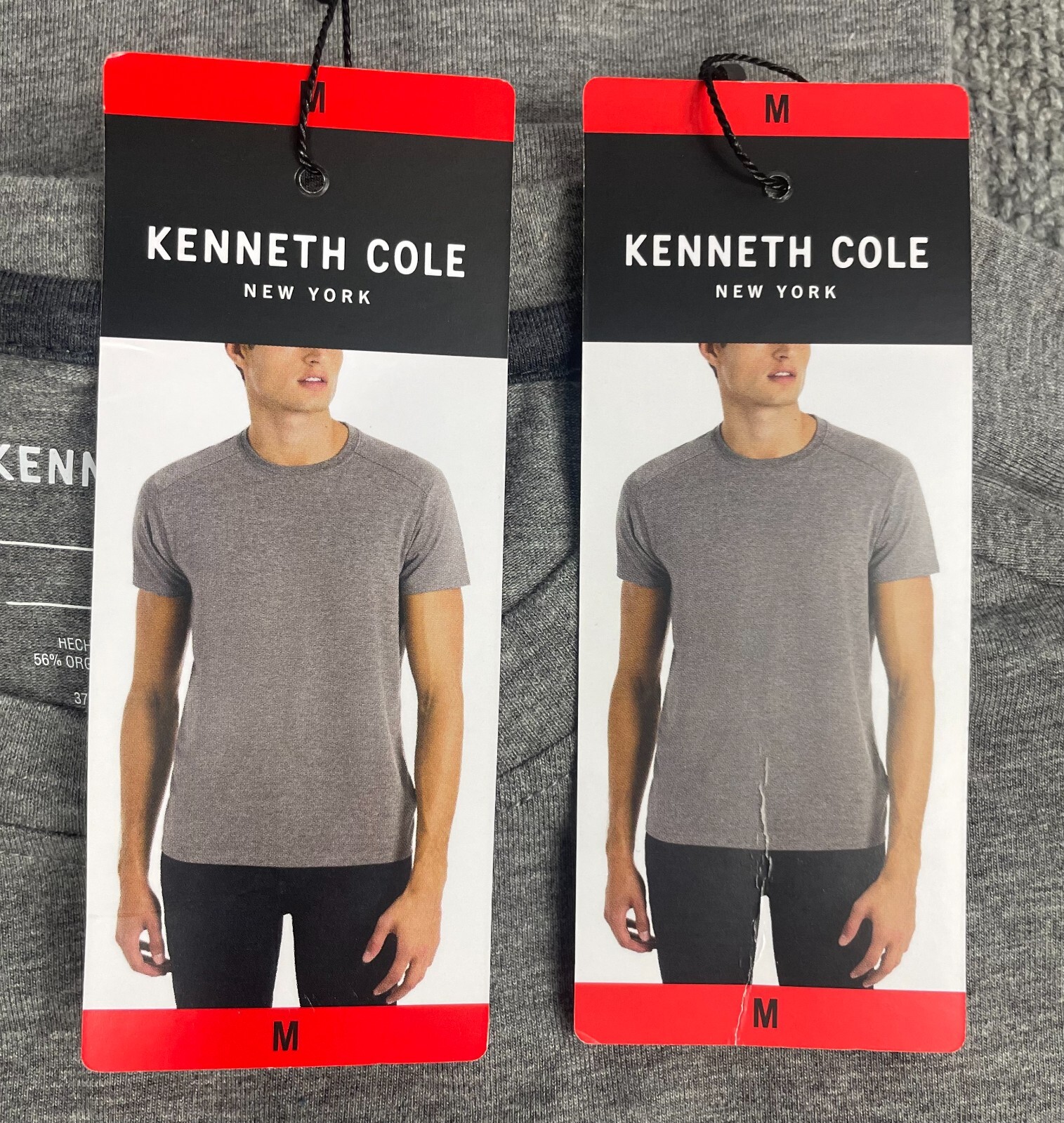 Kenneth Cole Men’s Lot of 2 Gray SLIM FIT Tees Medium OR Large NWT