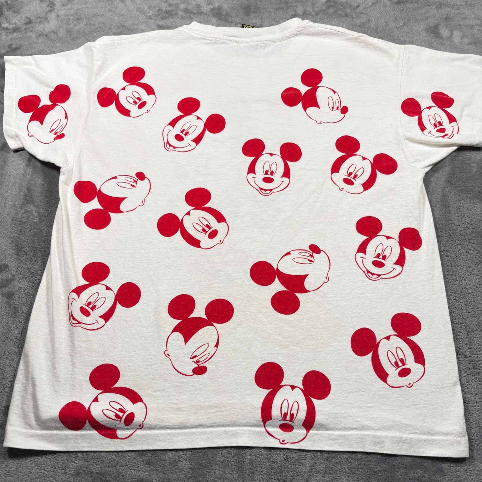 Vintage Mickey Unlimited T-Shirt Mens XL White All Over Print Cartoon DIsney