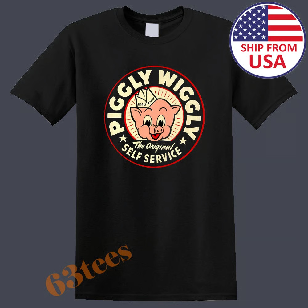 Piggly Wiggly Grocery Store Men’s Black Size S to 5XL