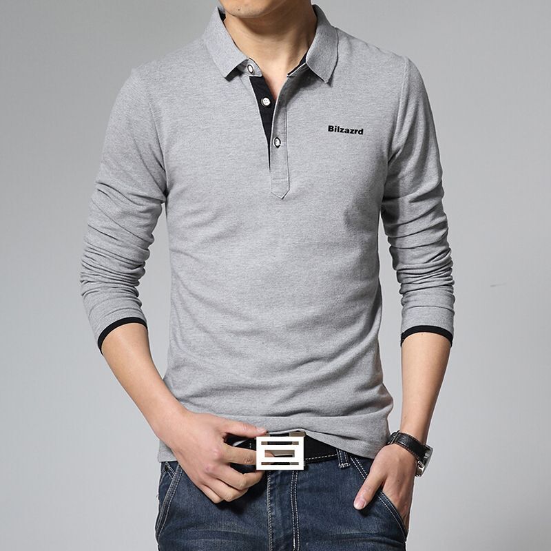 Letter Print Polo Shirt – Men’s Long Sleeve Slim Fit Tees Hip Hop Top Fashion