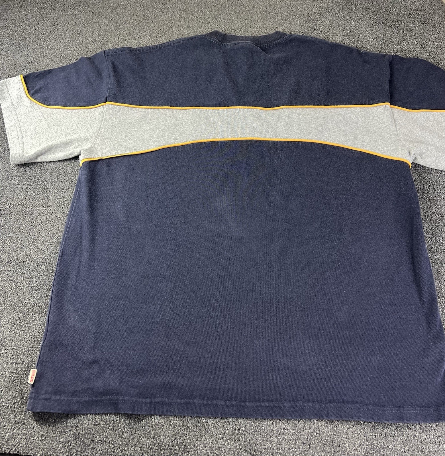 Rusty Men’s M Navy/Gray/Yellow Colorblock Logo Crew Neck Short Sleeve T-Shirt