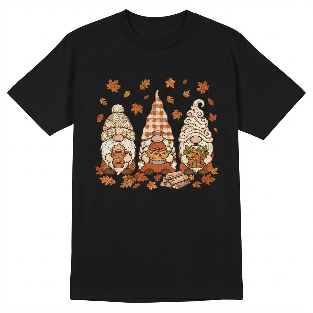 Fall Autumn Pumpkin Pie Gnome Thanksgiving Coffee Seasonal T-shirt For Men Women