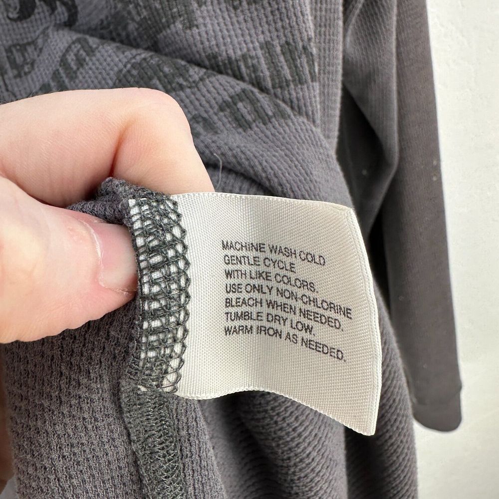 Waffle Knit Eagle Animal Print Tshirt Mens Gray Black Long Sleeve Tee Grunge