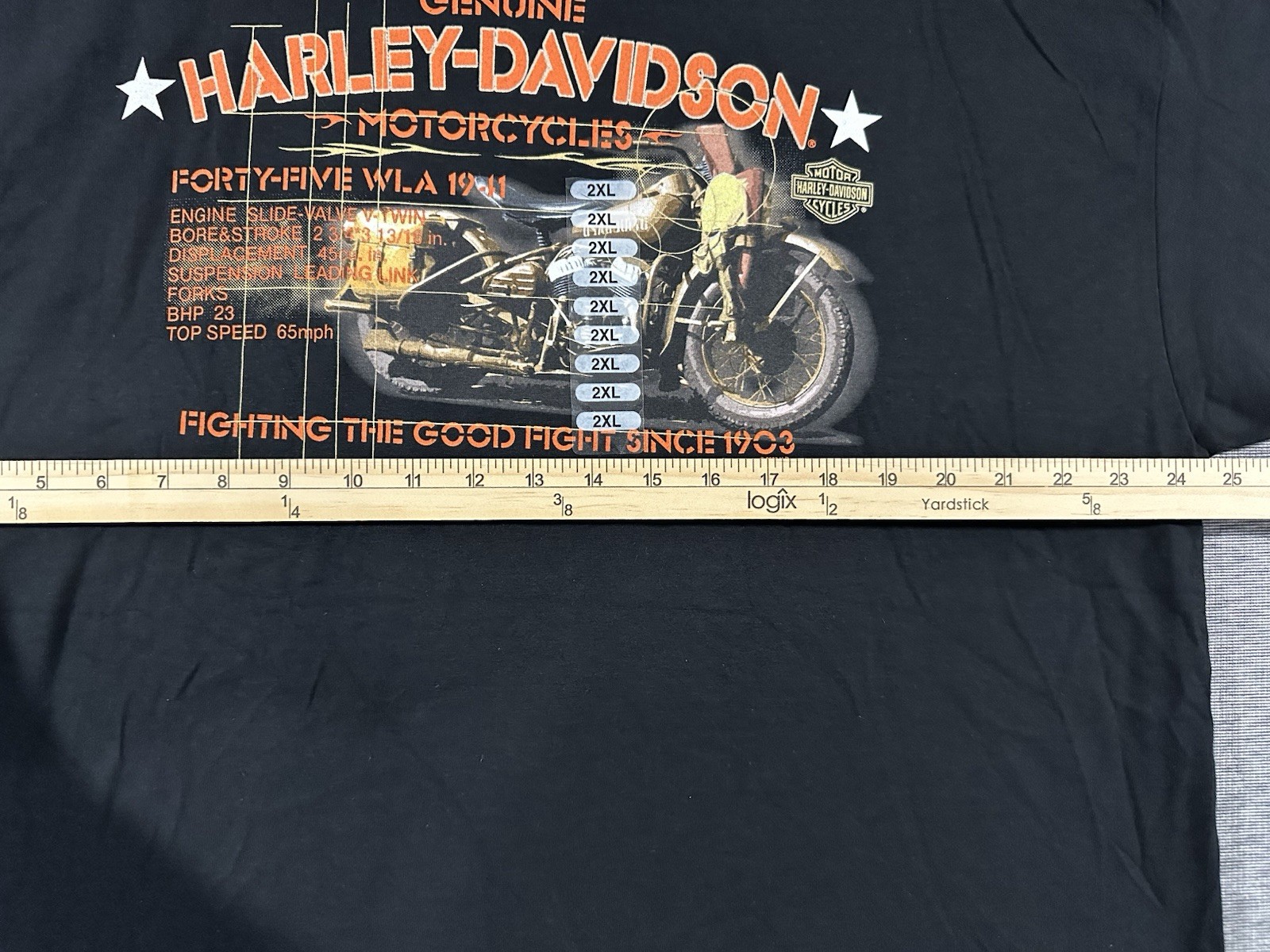 Harley Davidson 1941 WLA Mid America Shirt 2XL Black NWT 2008