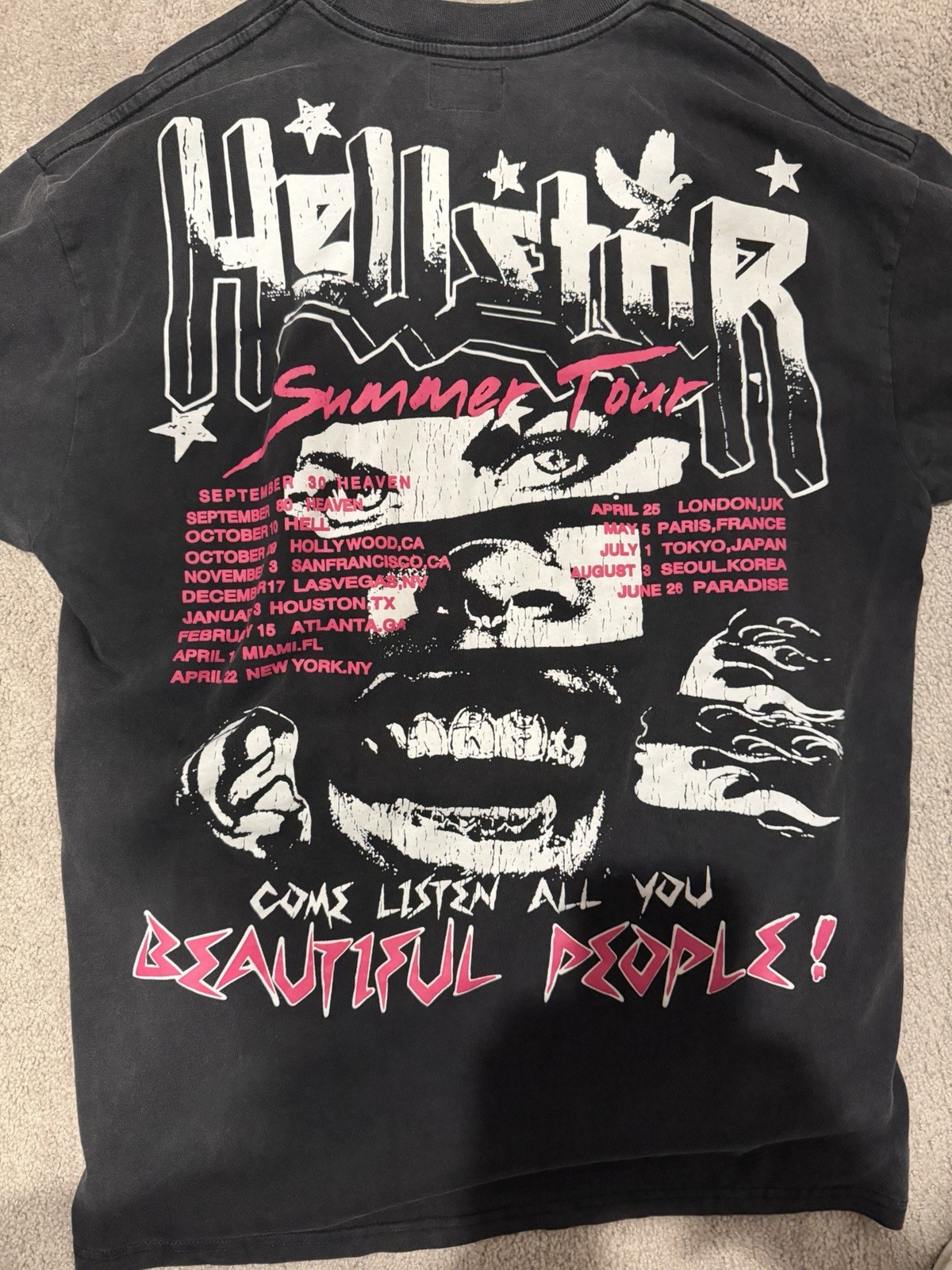 Hellstar Men’s T-Shirt Black Pink XL 100% Cotton Beautiful People