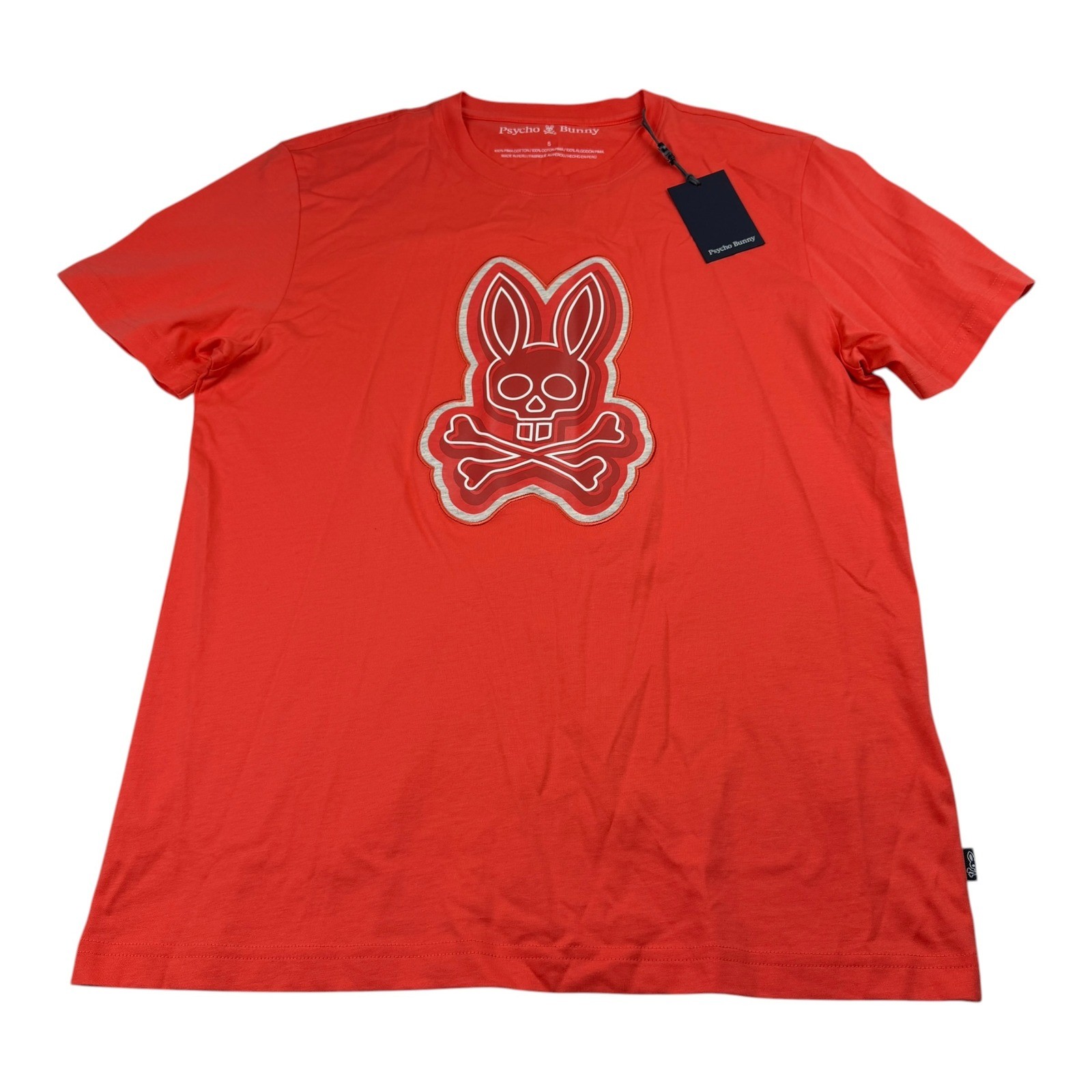 Psycho Bunny Mens Sydney Graphic Tee Hot Coral Red Size 5 Medium B6U508F200 NWT